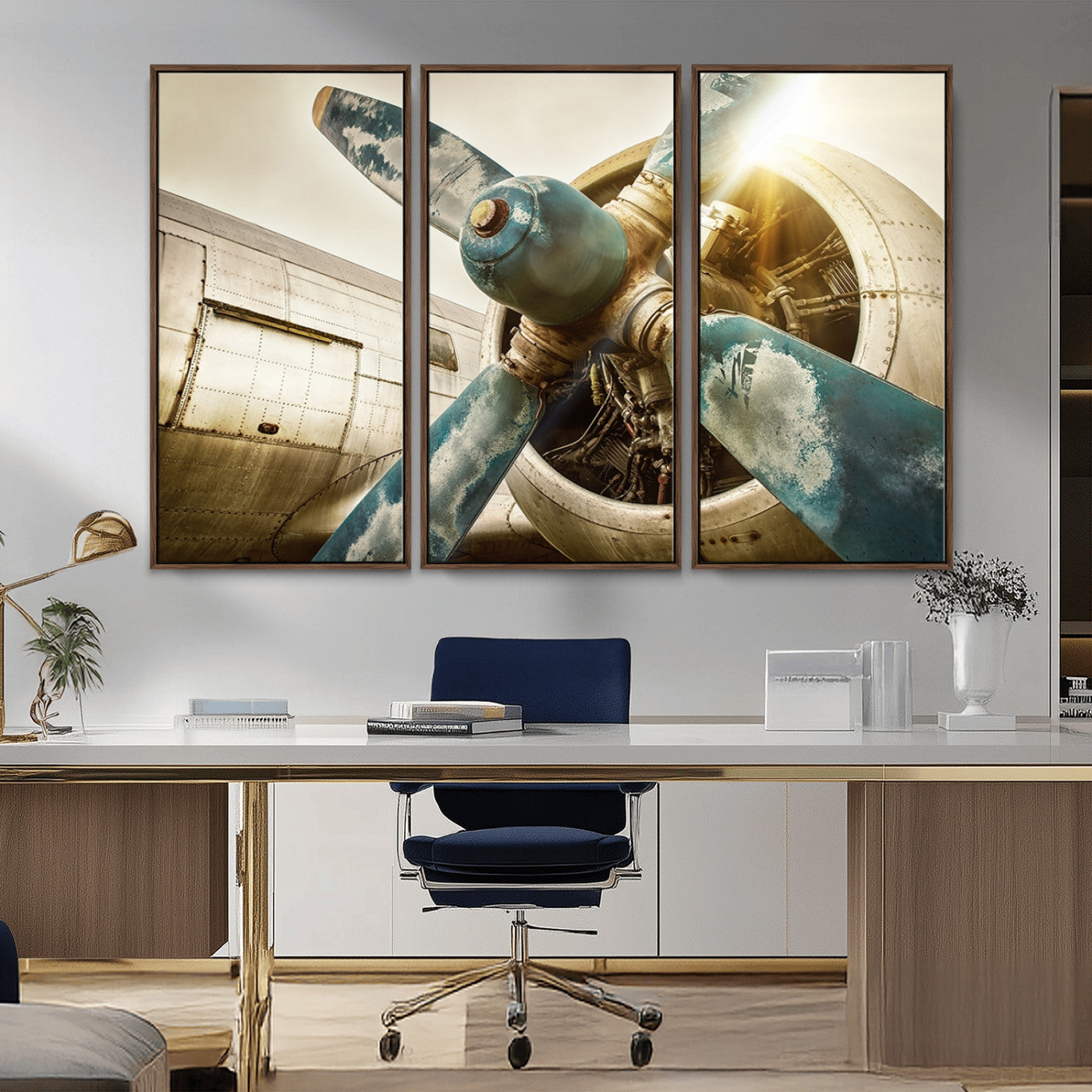 14106-MGV-FC-48X32-3P_Walnut-Vintage Airplane Canvas Print