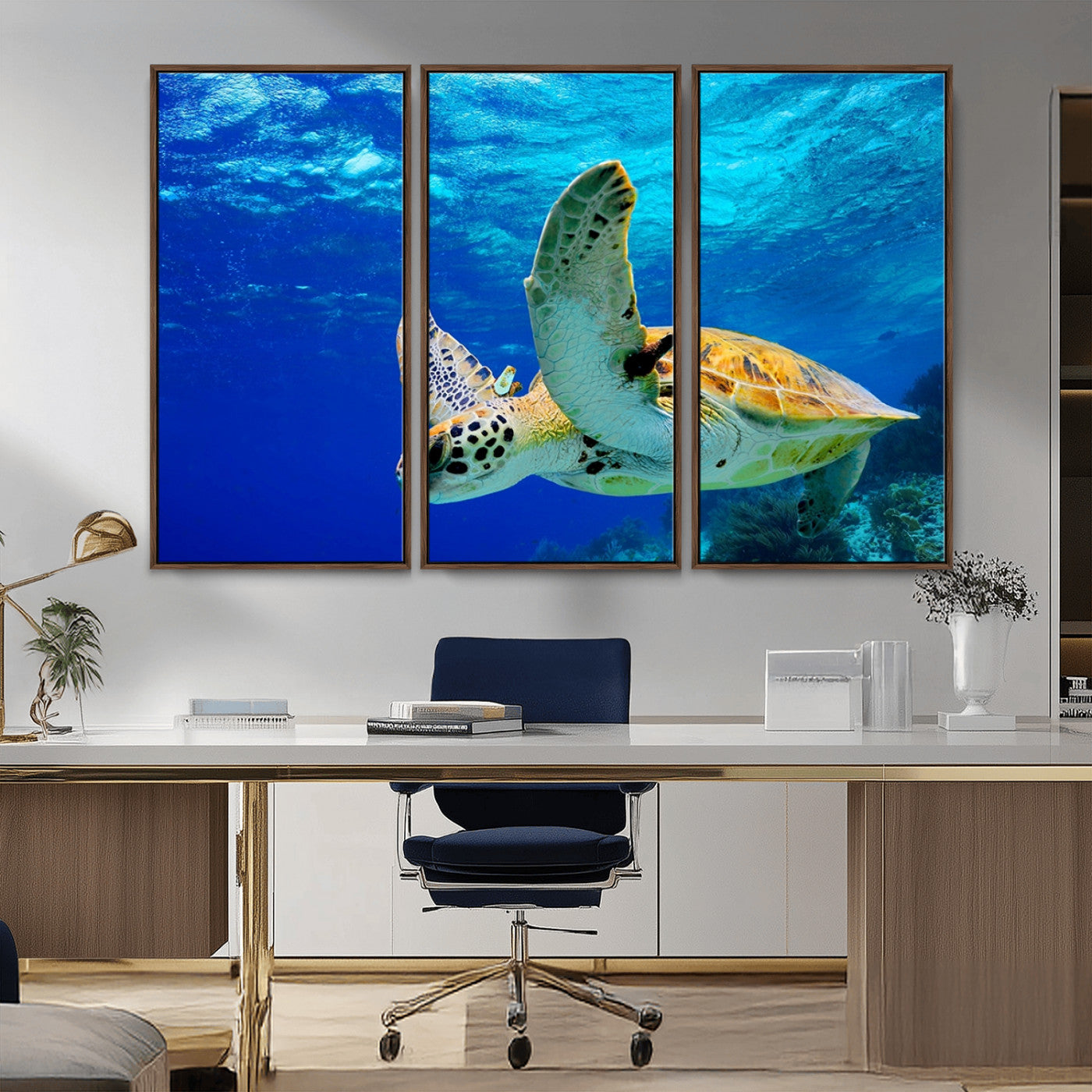 16292-MGV-CV-36X24-Sea Turtle Wall Art Canvas Print, Sea life in the Ocean Wall Art Printing