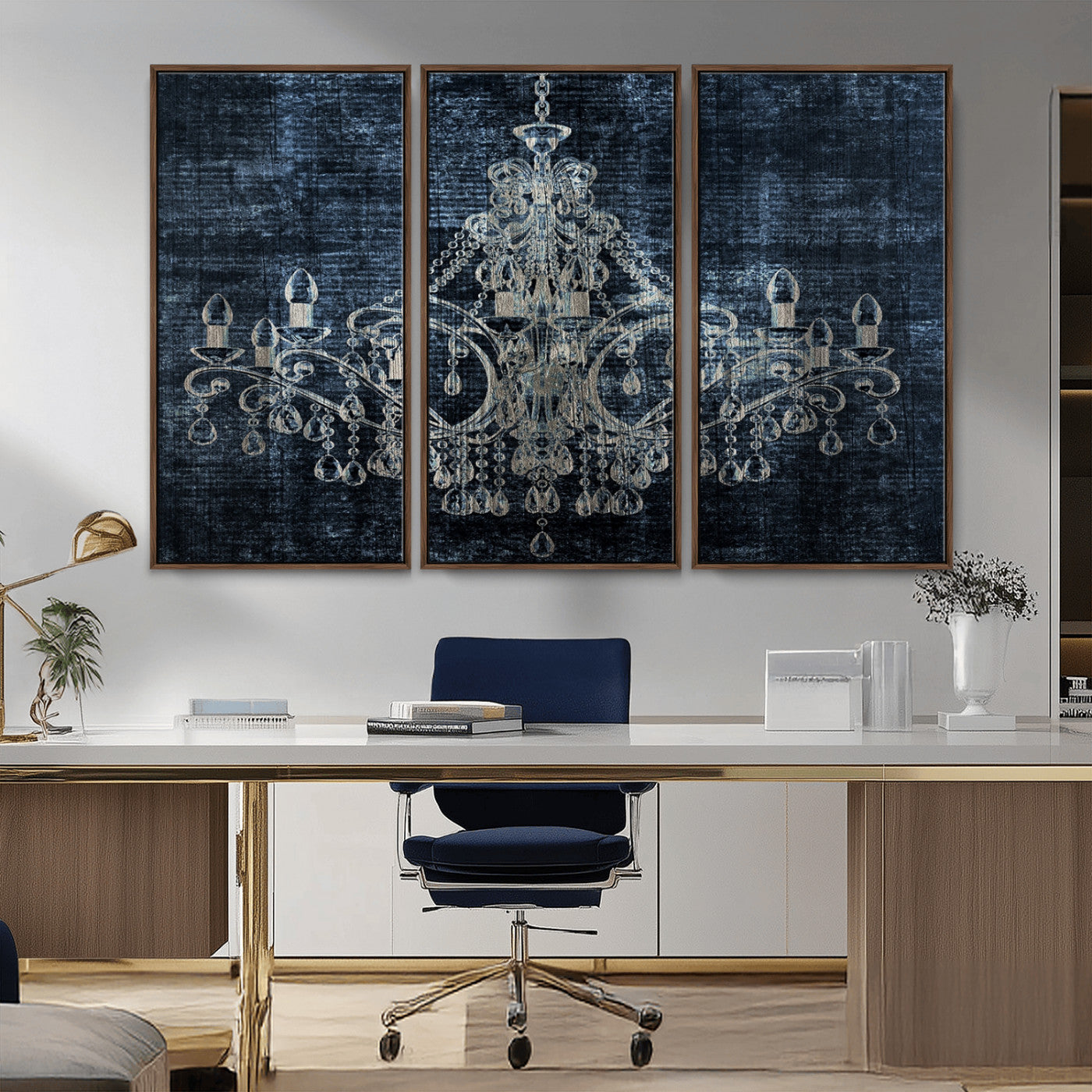 52092-MGV-FC-48X32-3P_Walnut-Dark Chandelier Wall Art Canvas Print