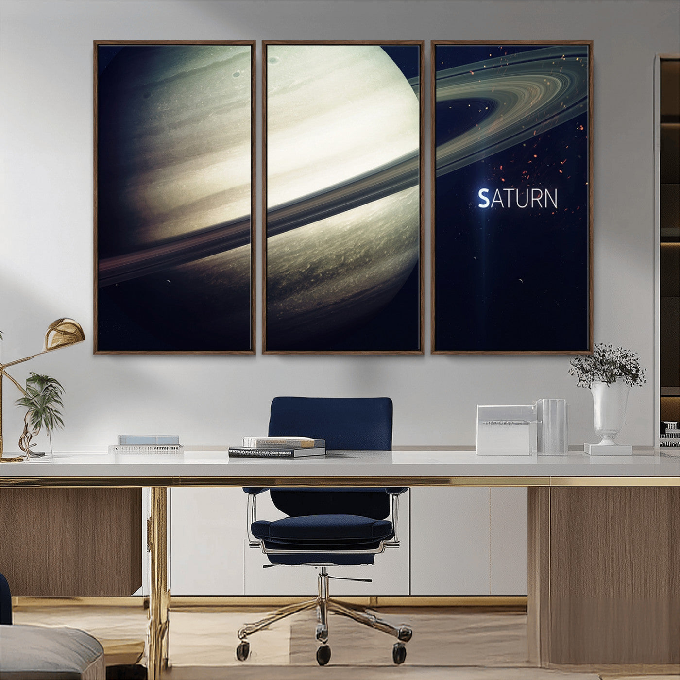 -Framed Saturn Wall Art Canvas Print