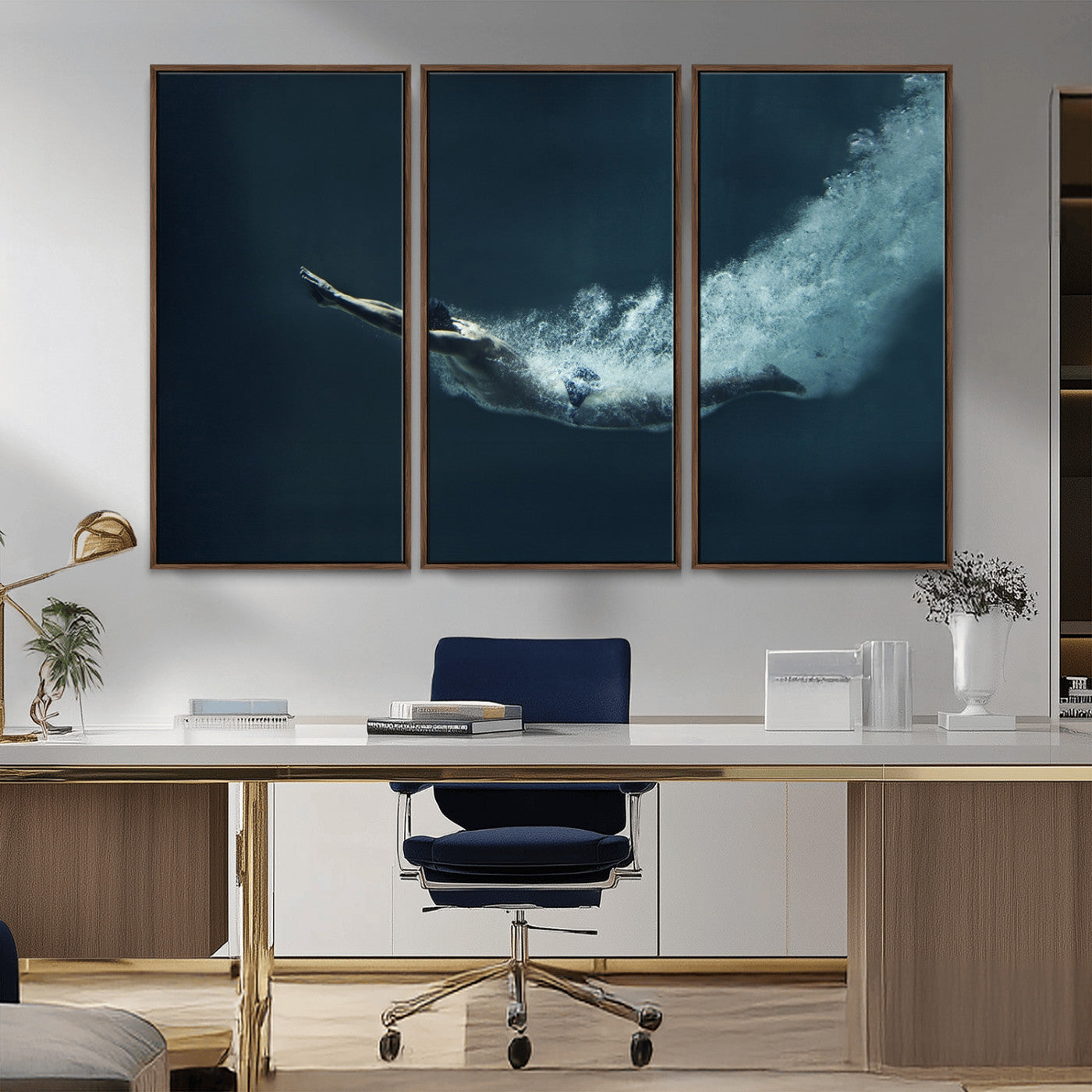 48463-MGV-FC-48X32-3P_Walnut-Swimmer Wall Art Canvas Print