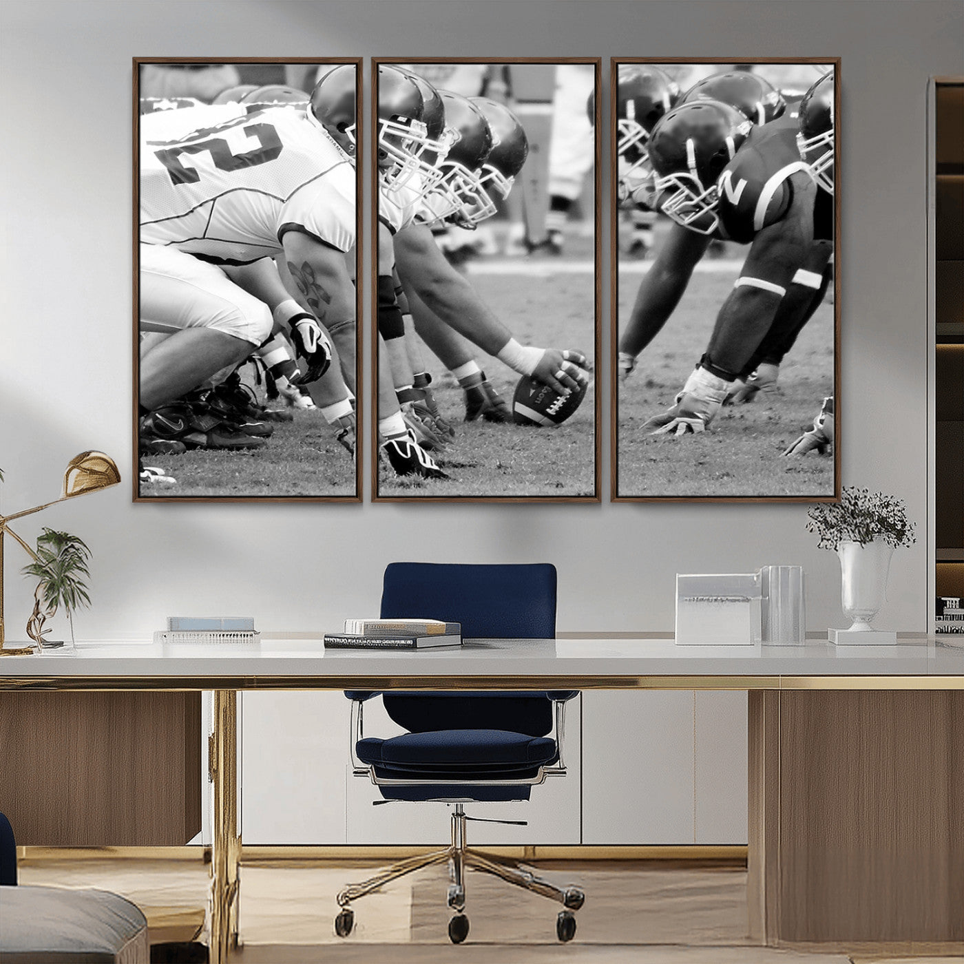 97432-MGV-FC-48X32-3P_Walnut-American Football Player Wall Art Canvas Print