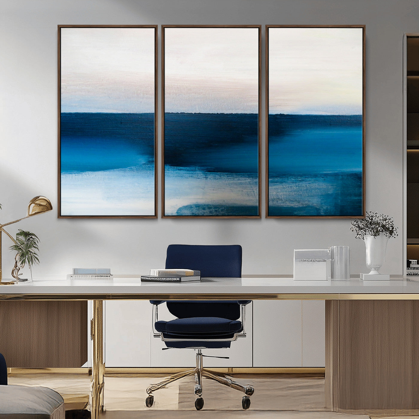 72452-MGV-FC-48X32-3P_Walnut-Dark Blue Abstract Wall Art Canvas Print