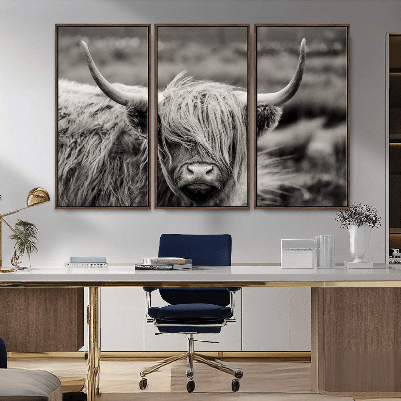 67365-MGV-FC-48X32-3P_Walnut-Cow Focus Canvas Wall Art Print