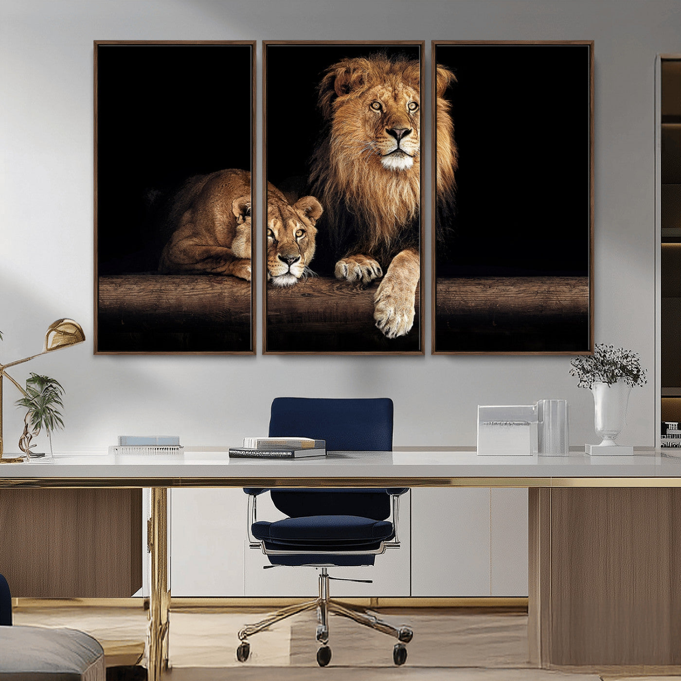 -Lion Canvas Wall Art – Majestic Animal Print Artwork for Home, Office, Living Room, Guest Room, Farmhouse