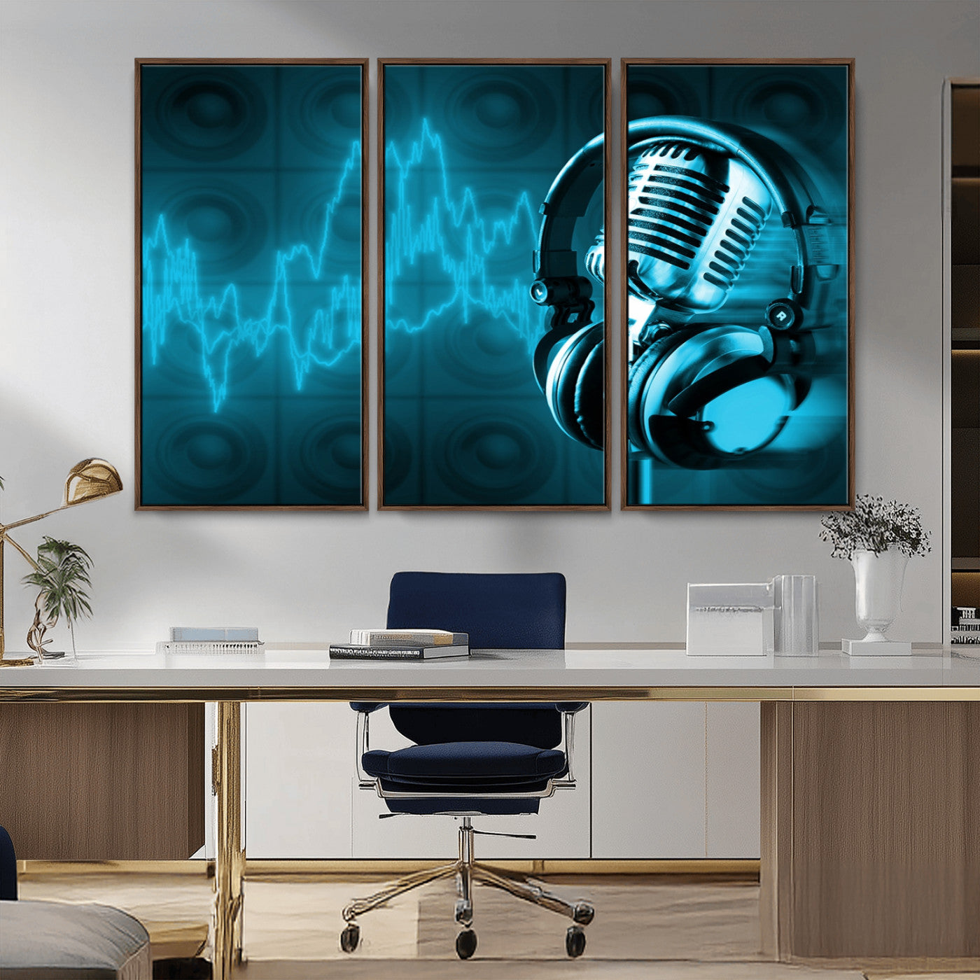 42329-MGV-FC-48X32-3P_Walnut-Music and Microphone Wall Art Canvas Print