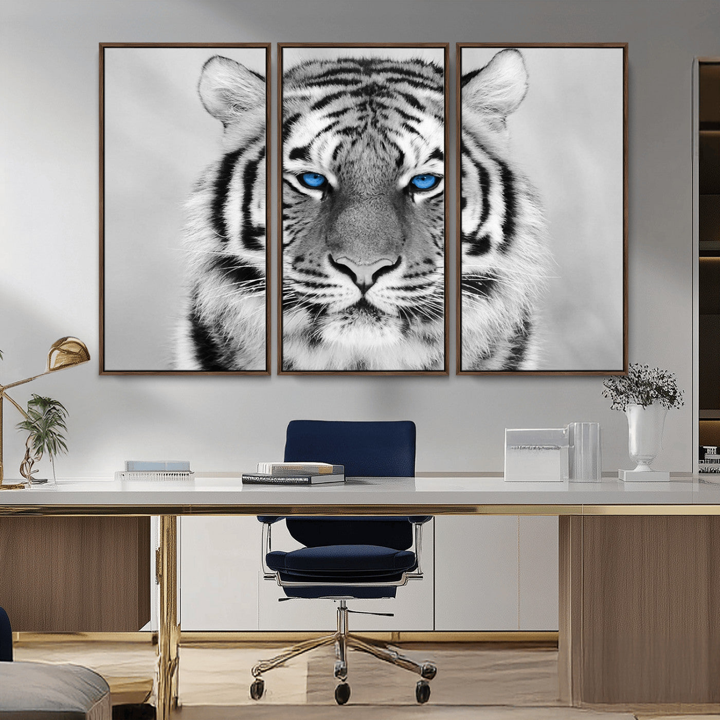 -Black and White Tiger Wall Art Animal Canvas Print