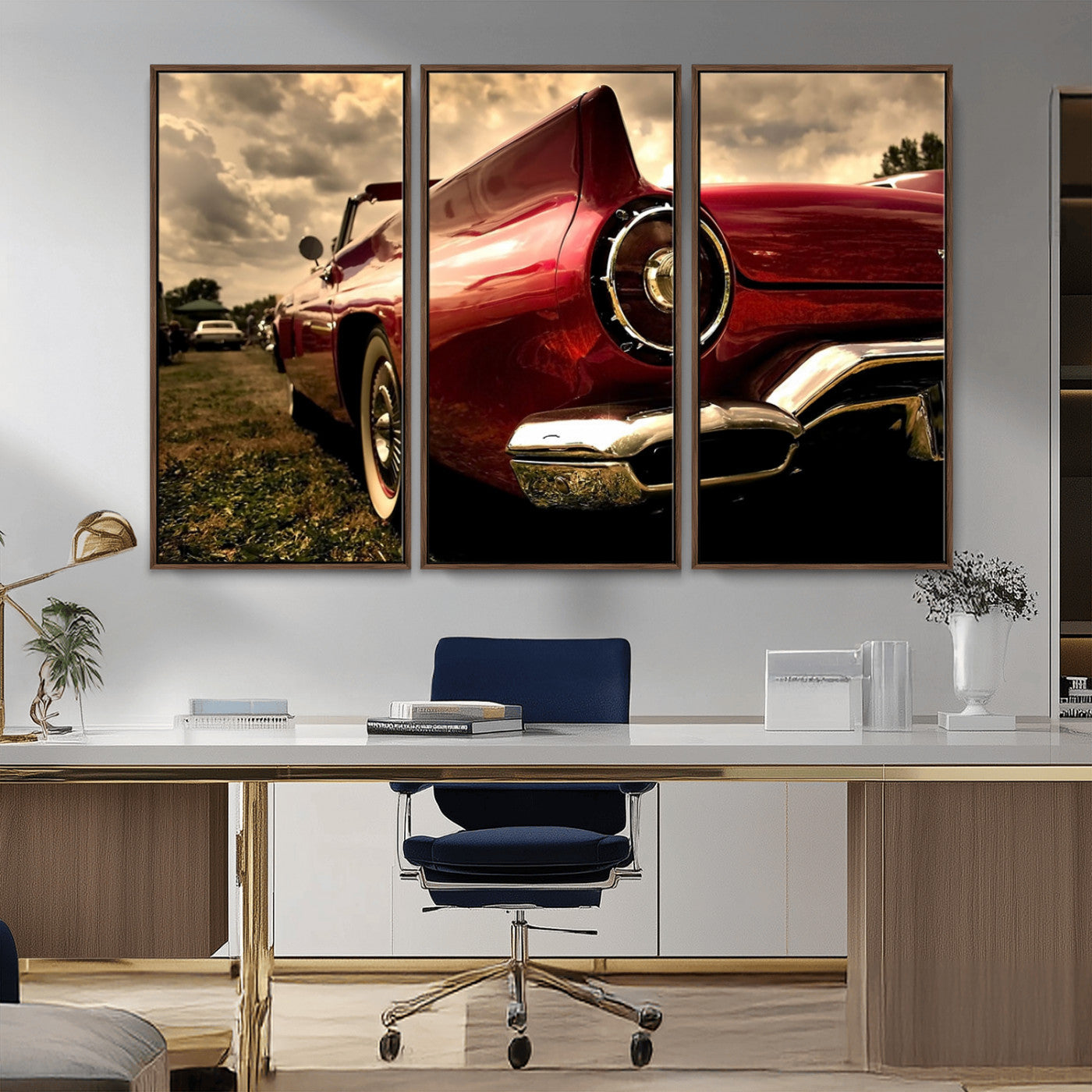 -Red Classic Car Wall Art Canvas Print