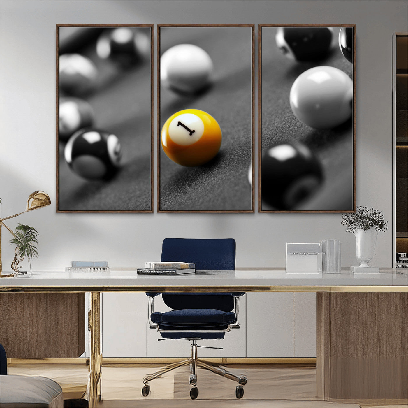 -Wall Art Pool Table and Balls Canvas Print