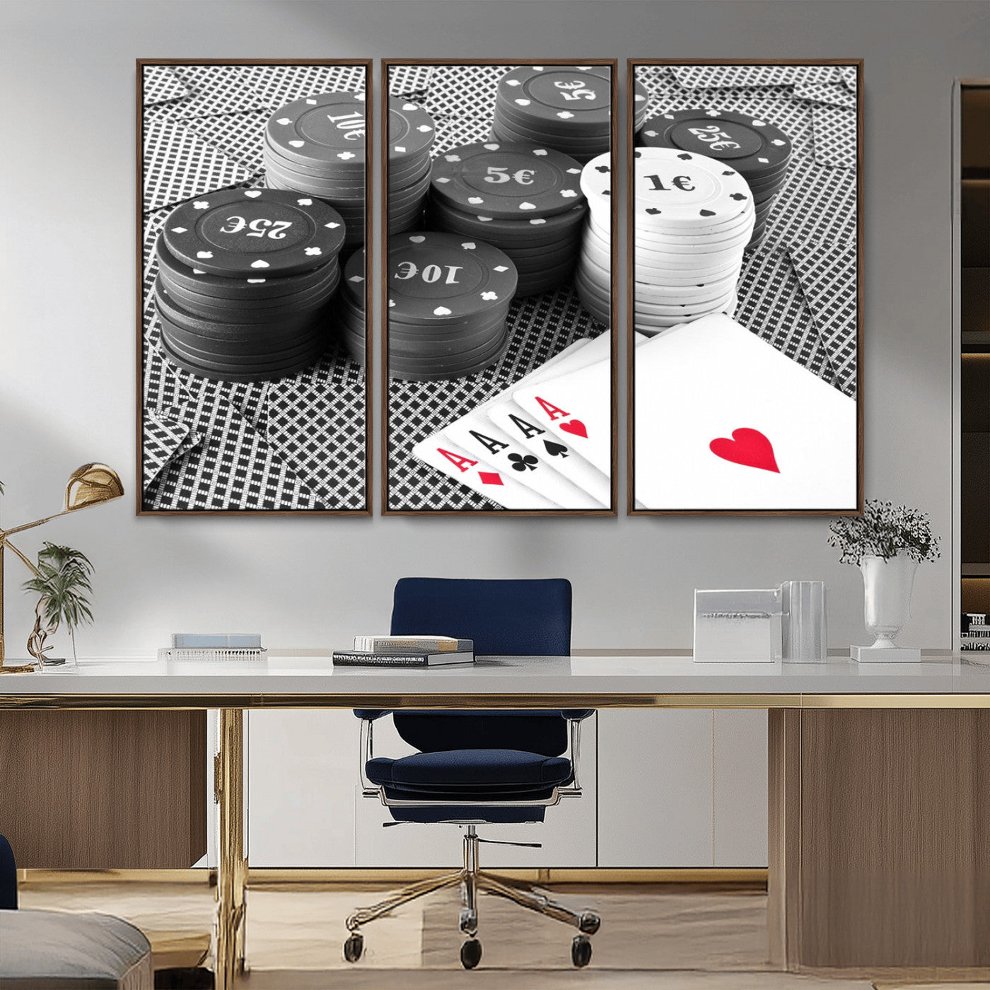 -Poker Game Cards Wall Art Canvas, Multi Panel Wall Art Canvas Print