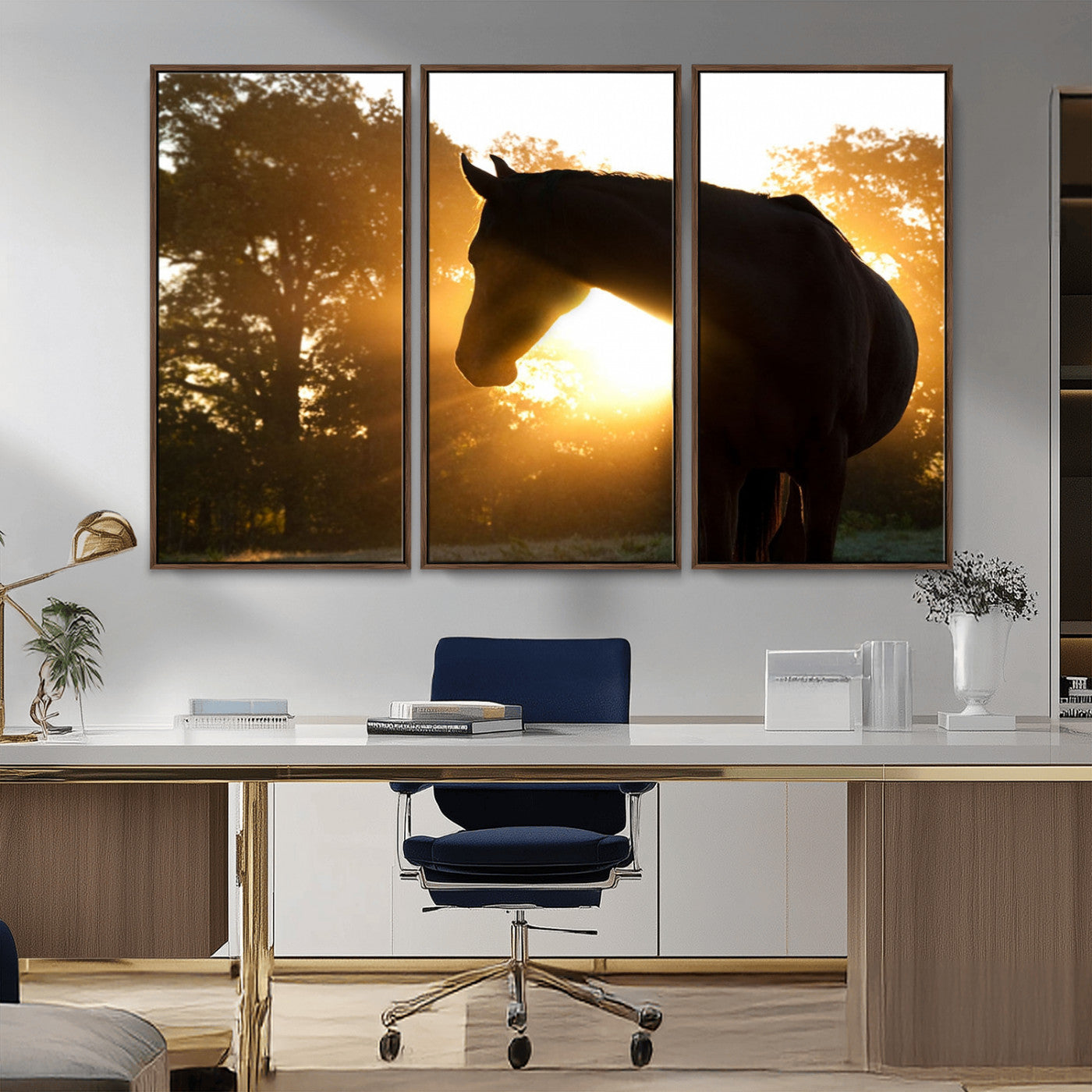 -Horse at Sunset Wall Art Animal Canvas Print