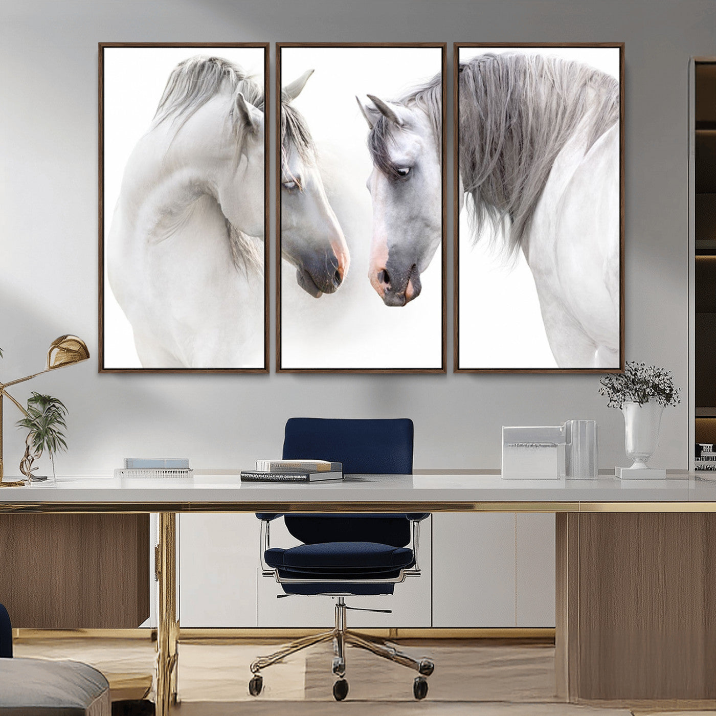 -White Horse Wall Art Animal Canvas Print