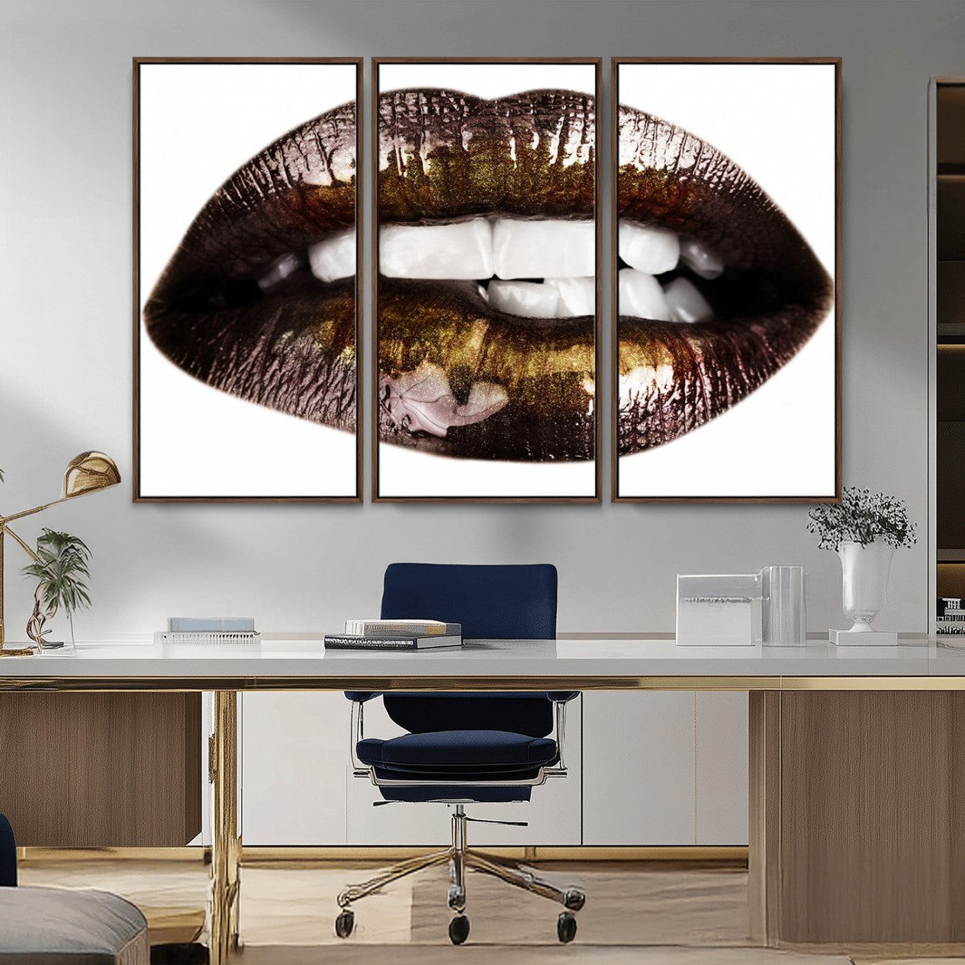 67580-MGV-FC-48X32-3P_Walnut-Close Up Lips Wall Art Canvas Print