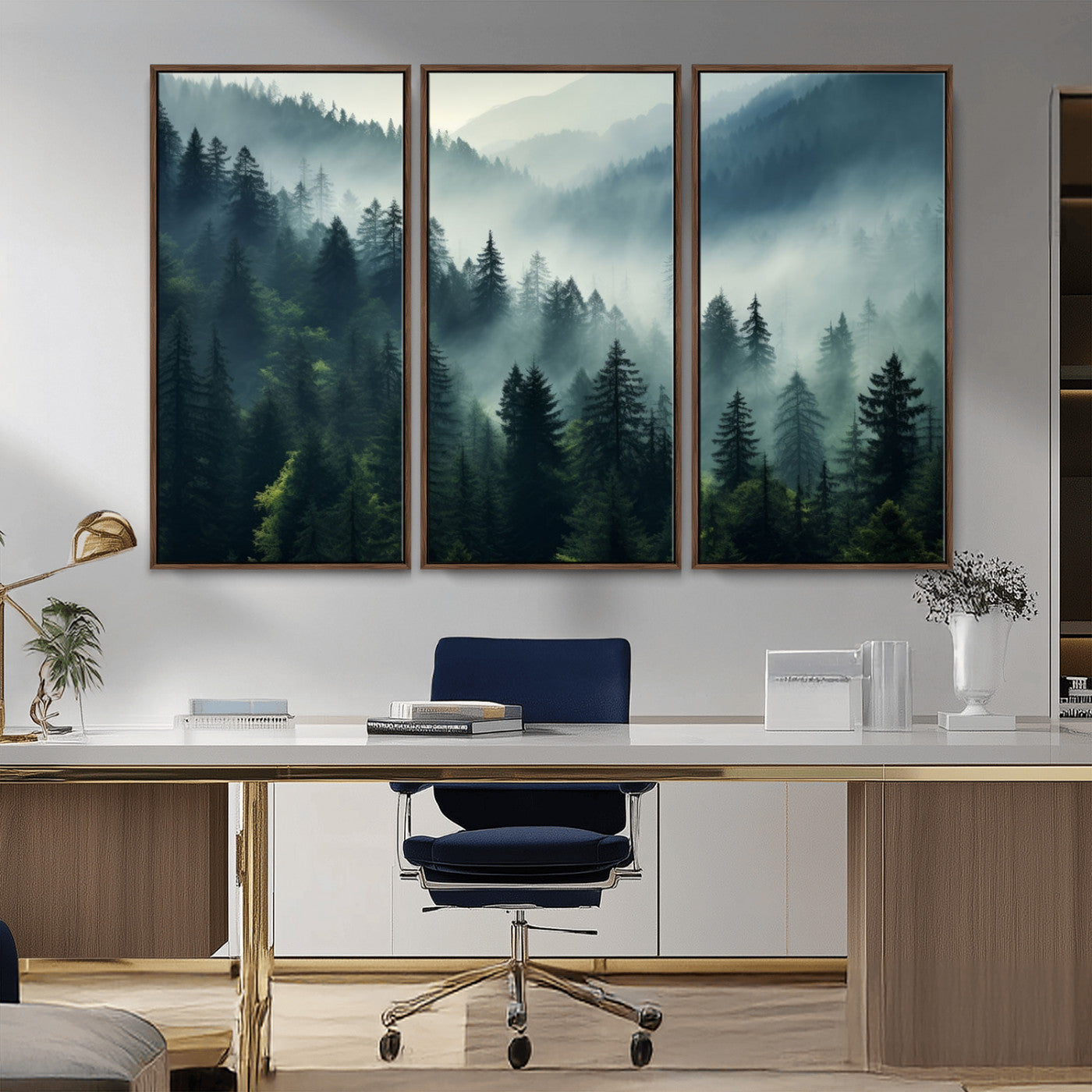 -Captivating Misty Forest Wall Art Premium Canvas Print a Foggy and Serene Atmosphere Art