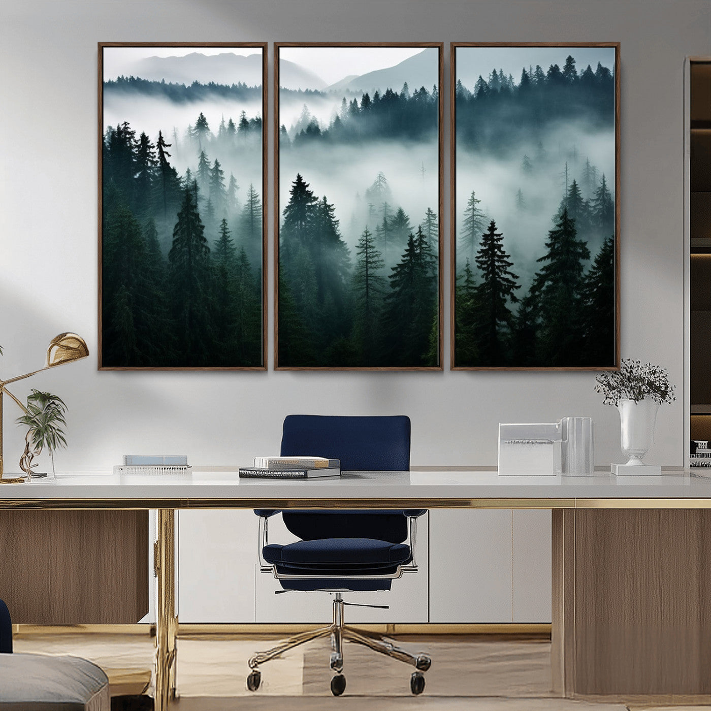 -Captivating Misty Forest Wall Art Canvas, Premium Canvas Print a Foggy and Serene Atmosphere