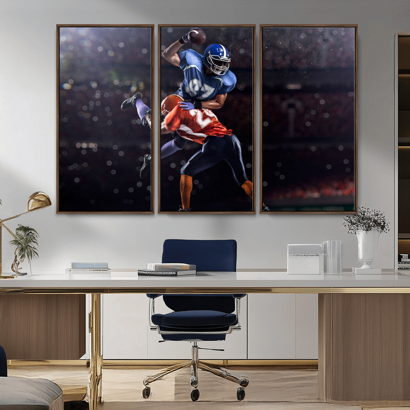 76491-MGV-CV-36X24-American Football Wall Art Canvas Print, Stadium Sport Wall Art Print