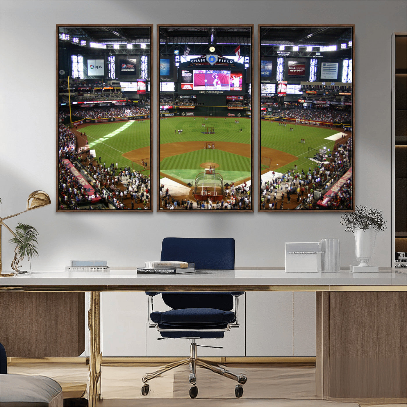 91630-MGV-CV-36X24-Arizona Diamondbacks Baseball Team Print - Phoenix Chase Field Baseball Stadium Wall Art Canvas