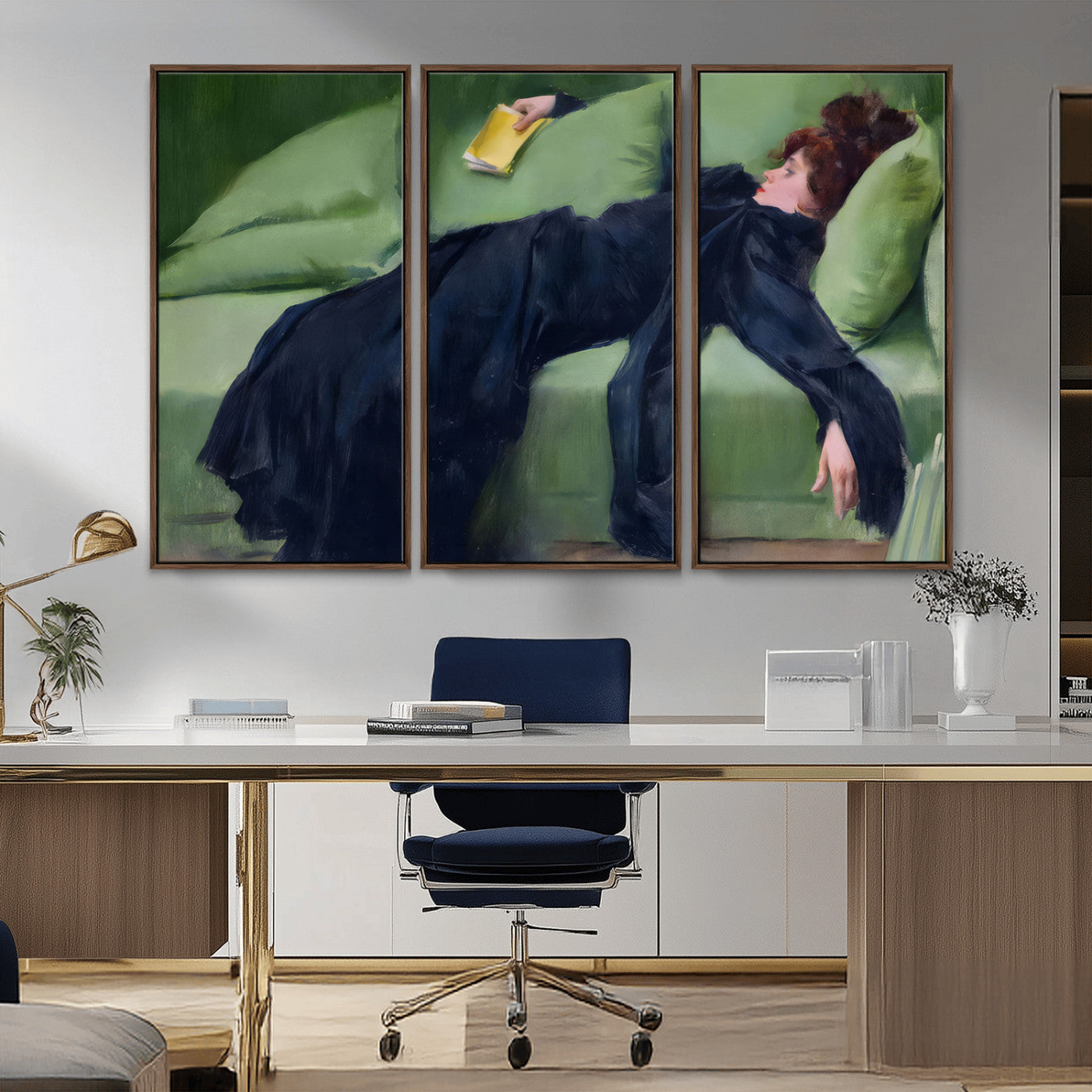 17725-MGV-CV-36X24-Decadent Girl by Ramon Casas Wall Art Canvas Print, Framed Decadent Girl Canvas Print