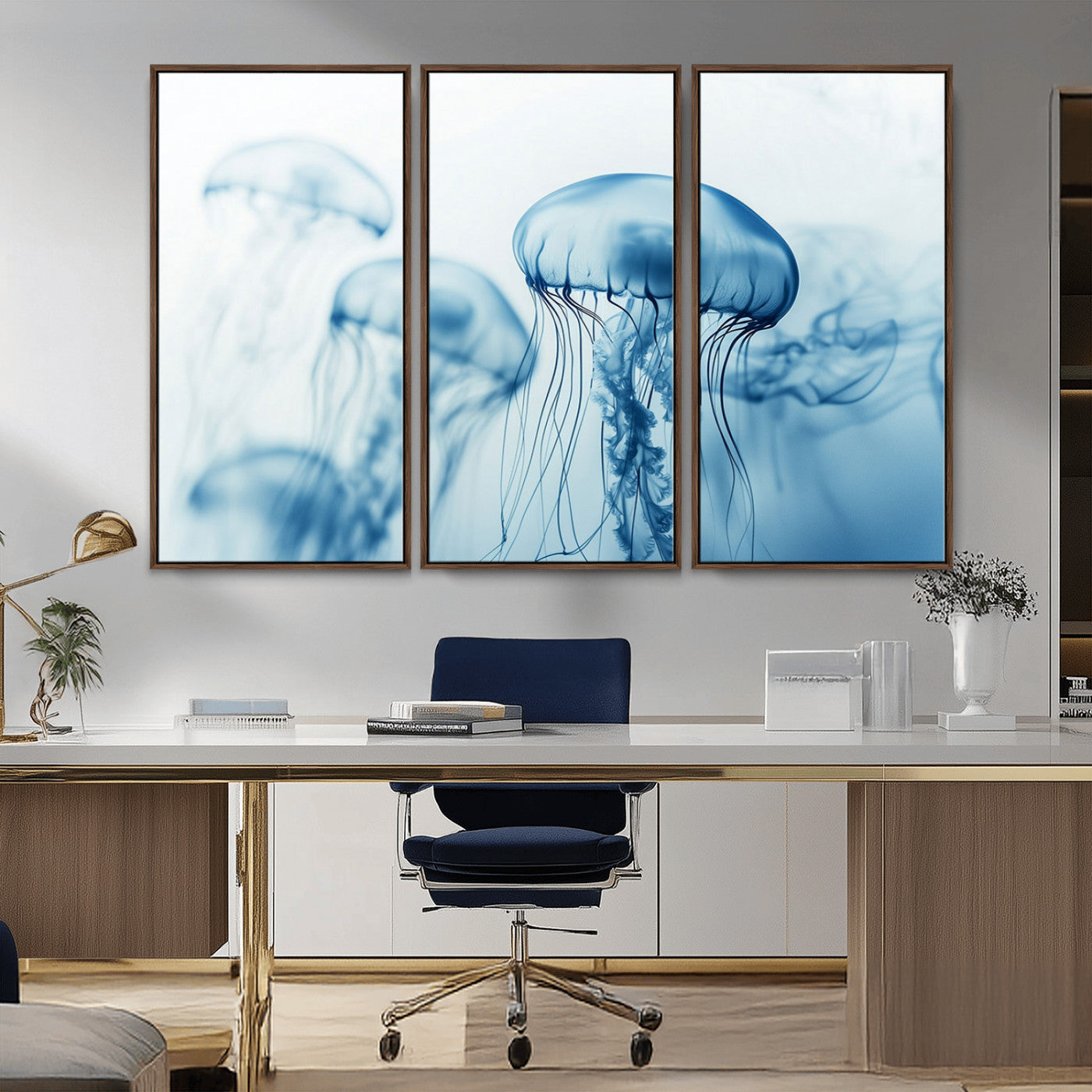 -Blue Jellyfish Wall Art Canvas Print