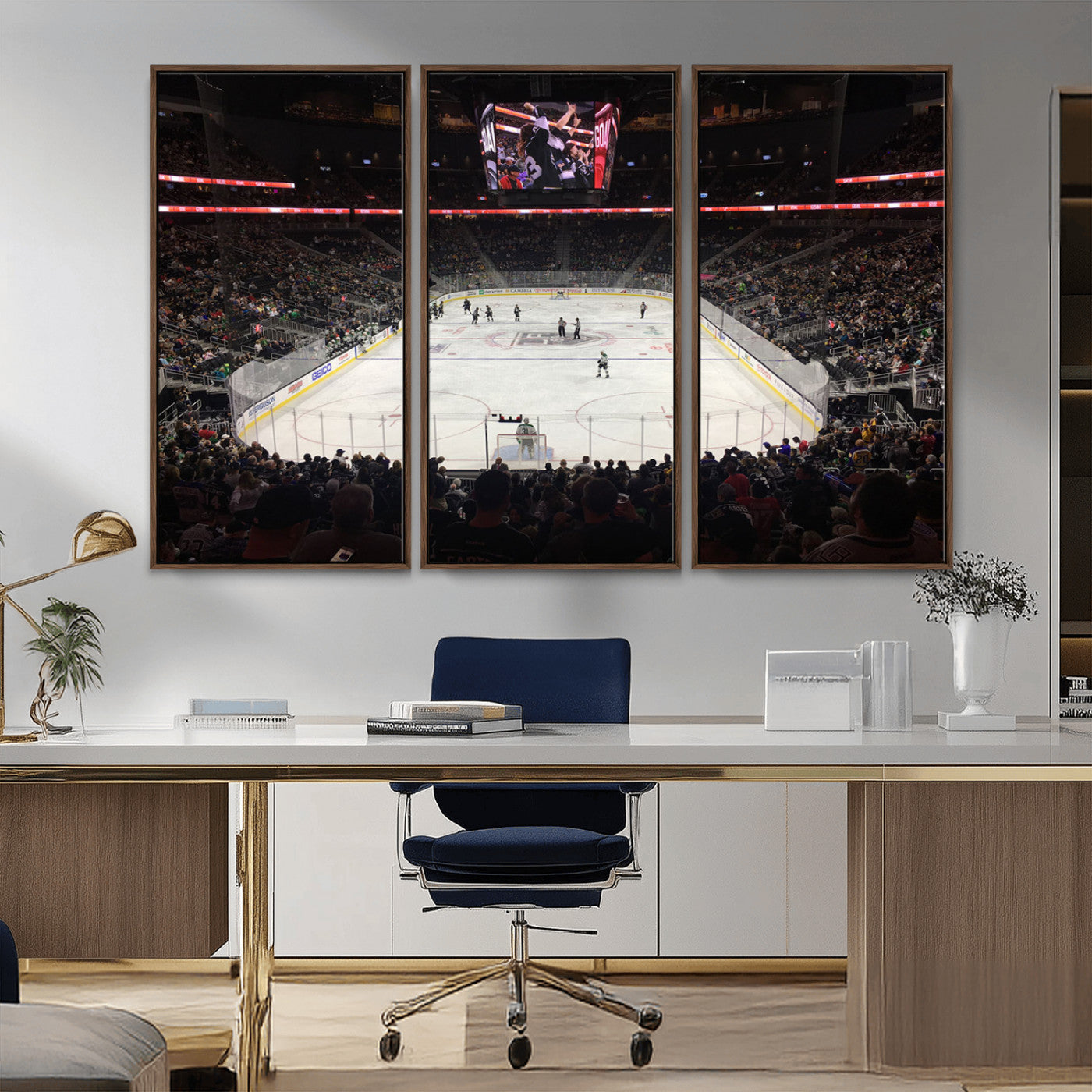 14802-MGV-FC-48X32-3P_Walnut-T Mobile Arena Paradise Nevada Vegas Golden Knights Ice Hockey Stadium Canvas Print Wall Art