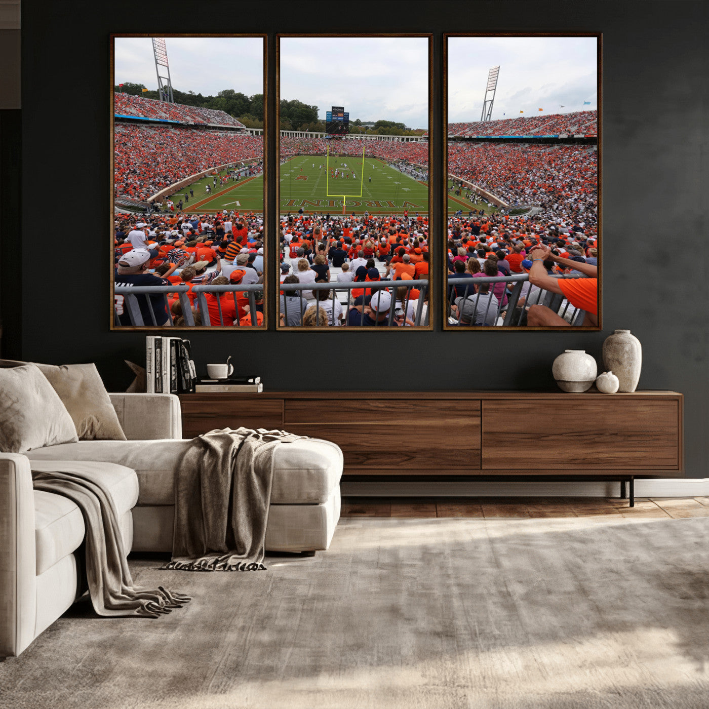 63606-MGV-CV-36X24 - Virginia Cavaliers Football Team Print - Charlottesville Scott Stadium Print Wall Art Canvas