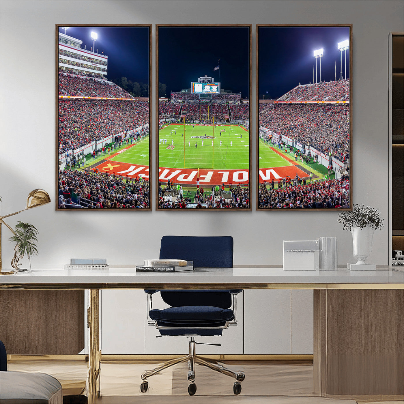 80943-MGV-CV-36X24-Wolfpack Football Team Print - Raleigh Carter-Finley Stadium Wall Art Canvas Print