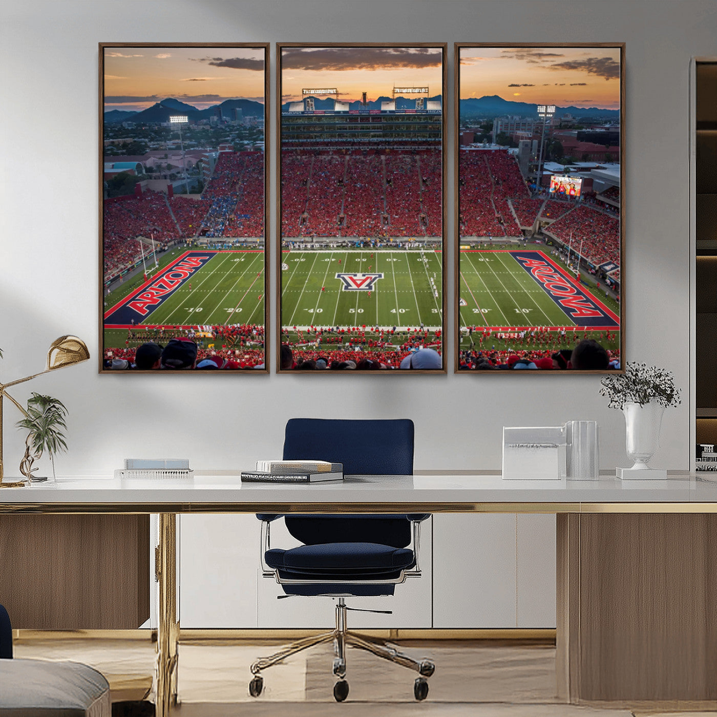 99722-MGV-CV-36X24-Framed Arizona Wildcats Football Team Print - Tucson Arizona Stadium Wall Art Canvas Print