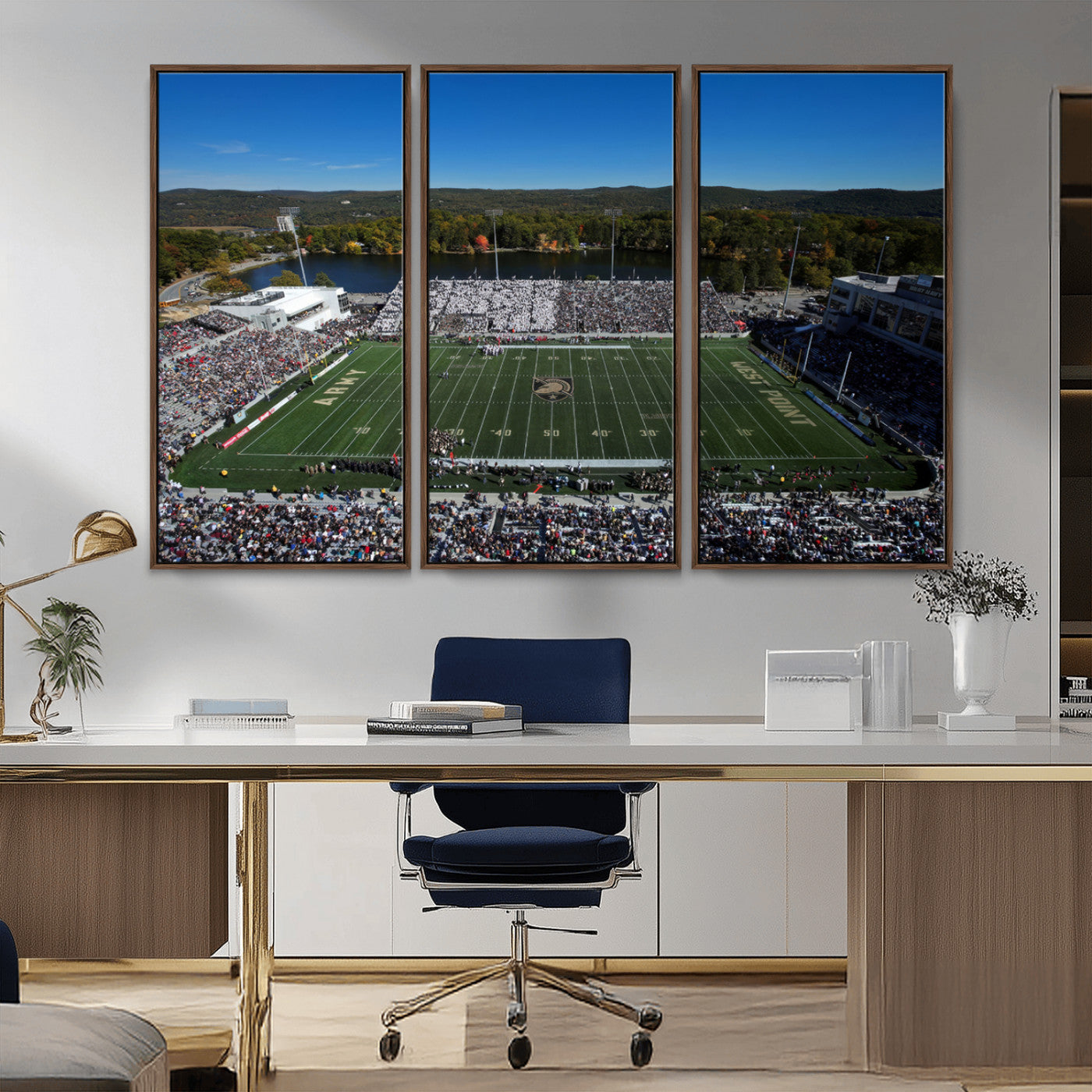 52056-MGV-FC-48X32-3P_Walnut-Army Black Knights Football Team Print - West Point Michie Stadium Wall Art Canvas Print