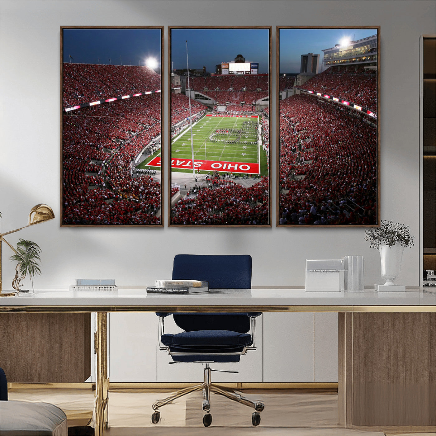 -Ohio State University Buckeyes Football Team Print - Columbus Ohio Stadium Wall Art Canvas Print