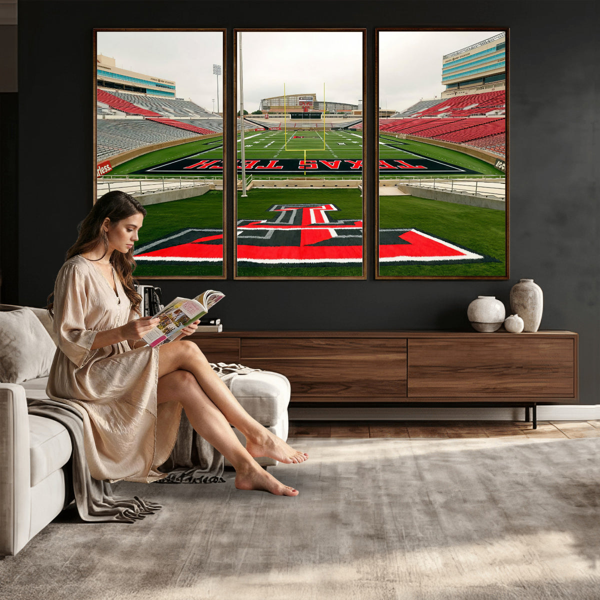 43169-PAN-FL-20X10 - Texas Tech Red Raiders Football Team Print - Lubbock Jones AT&T Stadium Wall Art Canvas Print