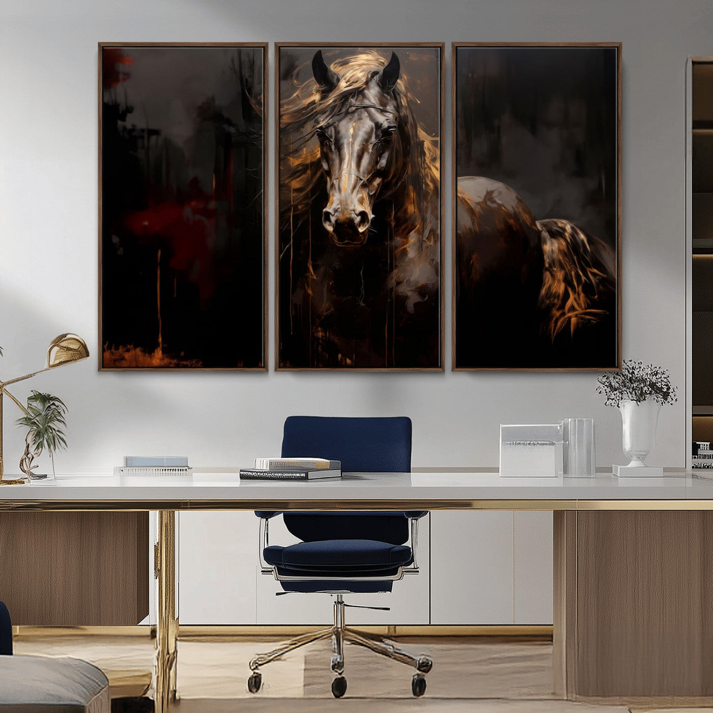 40932-MGV-CV-36X24-Abstract Black Horse Canvas Print for Farmhouse Wall Art | Abstract Equine Wall Art | Western Decor