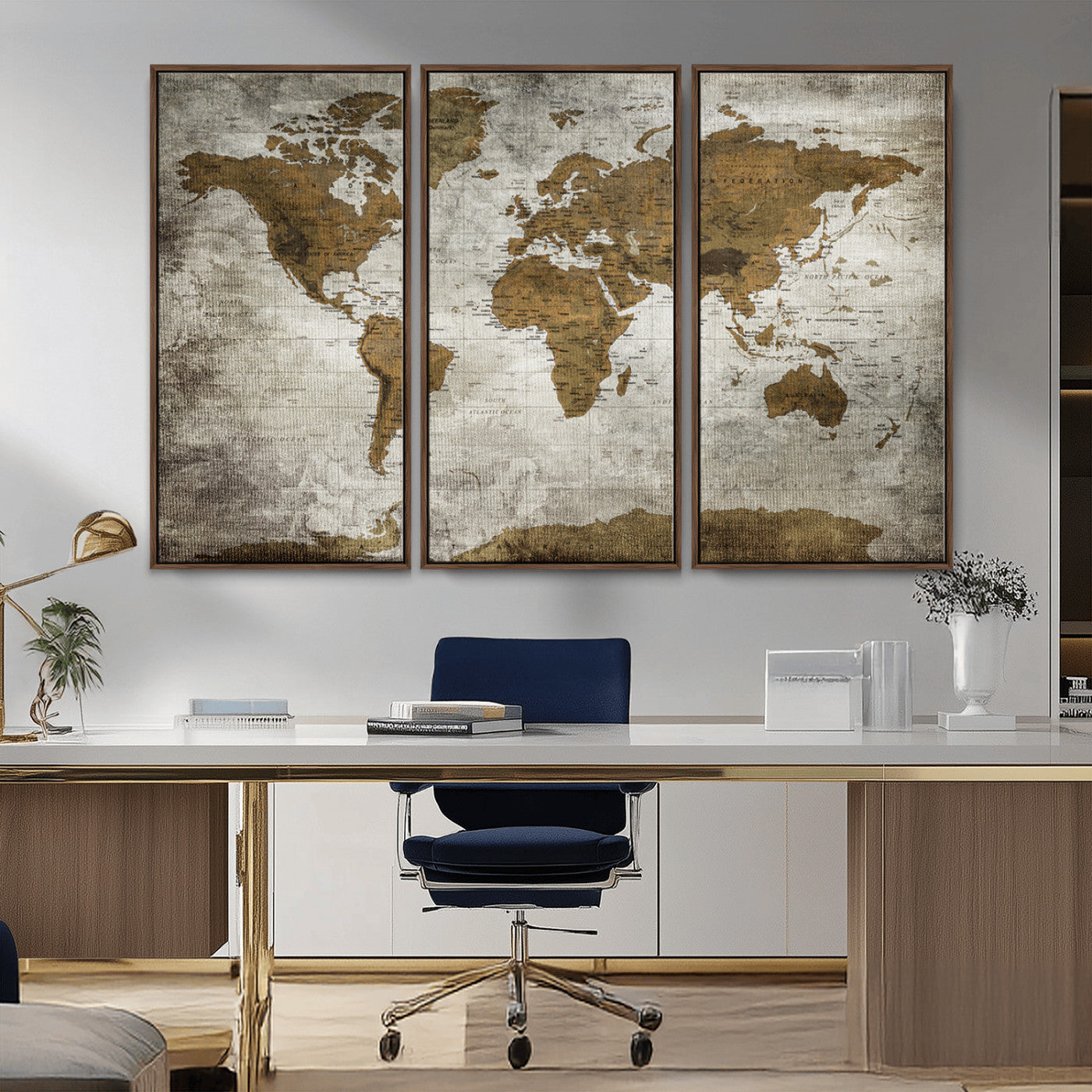 14838-MGV-FC-48X32-3P_Walnut-Push Pin World Map Canvas Print – Travel Tracker Wall Art for Couples, Perfect Anniversary Gift for Home or Office Decor