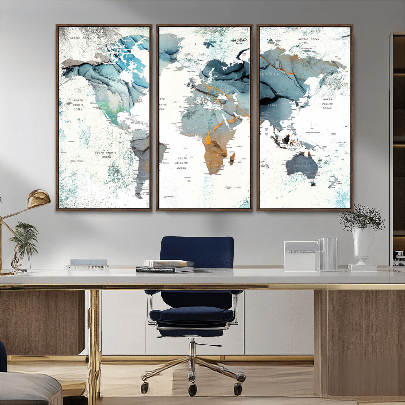 48730-MGV-FC-48X32-3P_Walnut-Push Pin World Map Canvas Print – Travel Tracker Wall Art for Couples, Perfect Anniversary Gift for Home or Office Decor