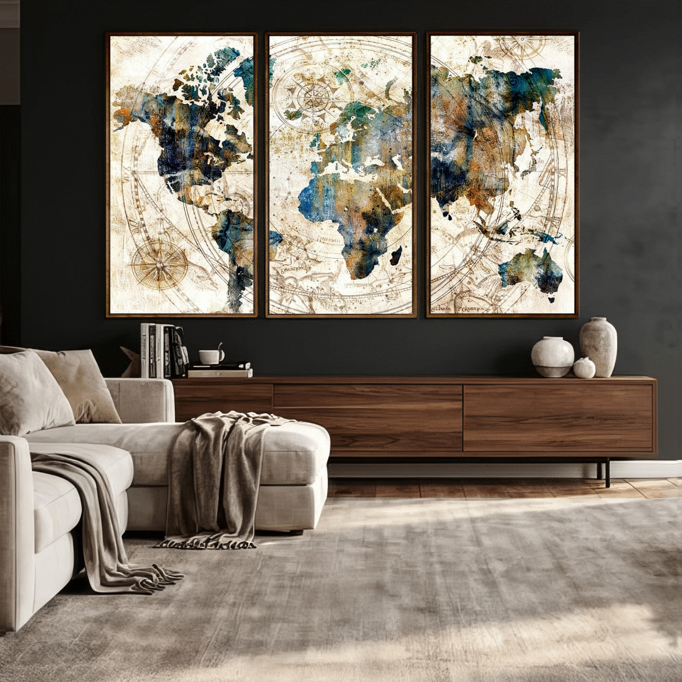 10554-MGV-CV-36X24 - Abstract World Map Art Print Canvas Print