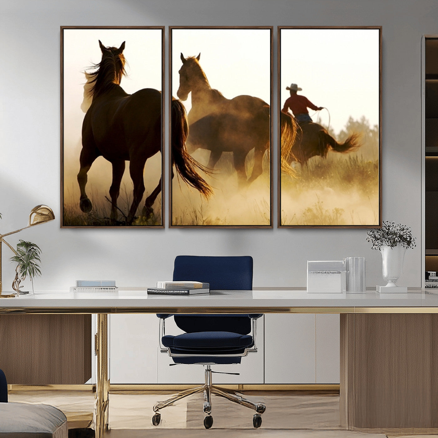 -Horses and Cowboys Wall Art Canvas Print