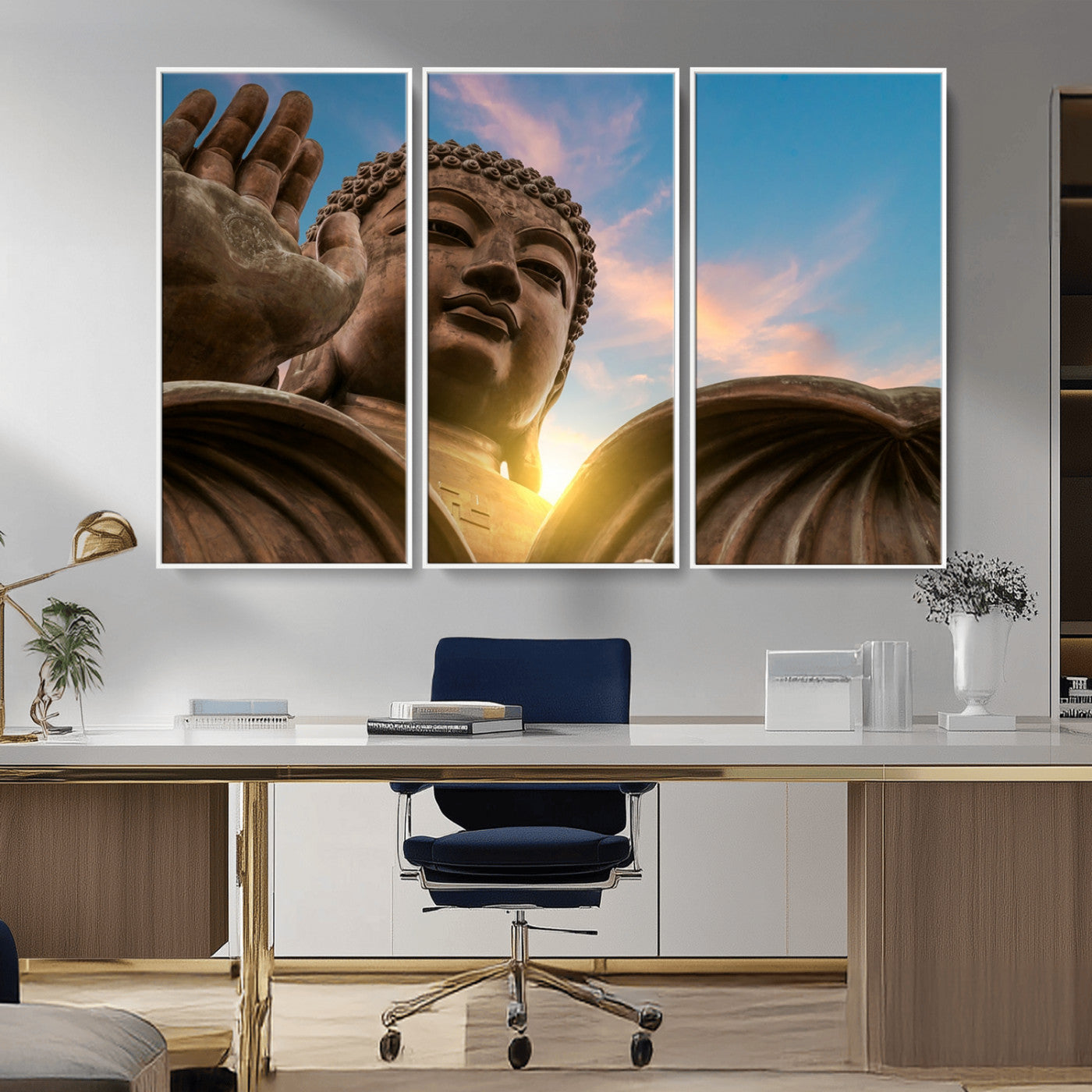 -Buddha Statue and Daylight Wall Art, Buddha Statue Wall Art Canvas Print