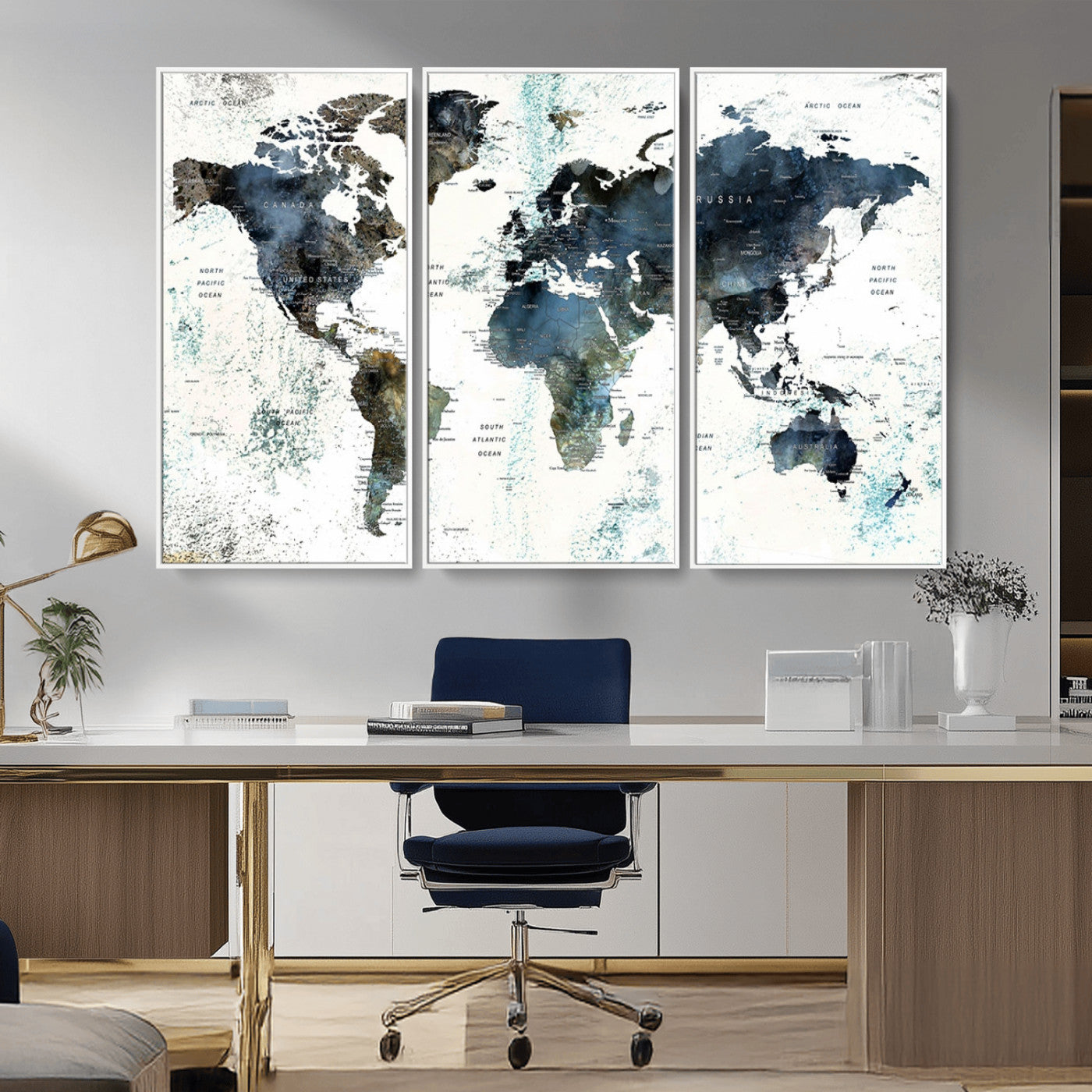 75398-MGV-FC-48X32-3P_White-Push Pin World Map Canvas Print – Travel Tracker Wall Art for Couples, Perfect Anniversary Gift for Home or Office Decor