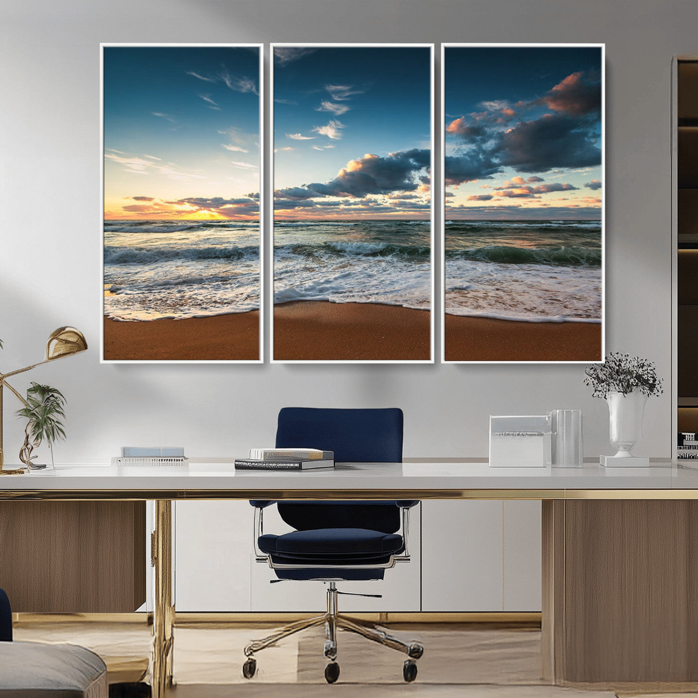 -Ocean Beach Wall Art Canvas Print Sunset Artwork Print Coastal Wall Art