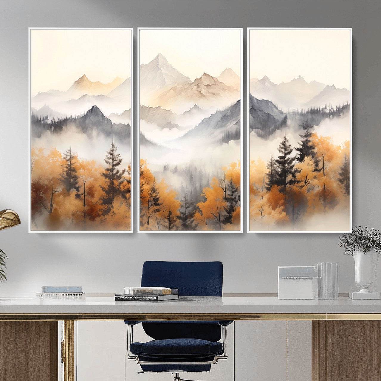 70049-MGV-CV-36X24 - Abstract Mountain Wall Art | Misty Mountain Forest and Mountains Canvas Print for Living Room,