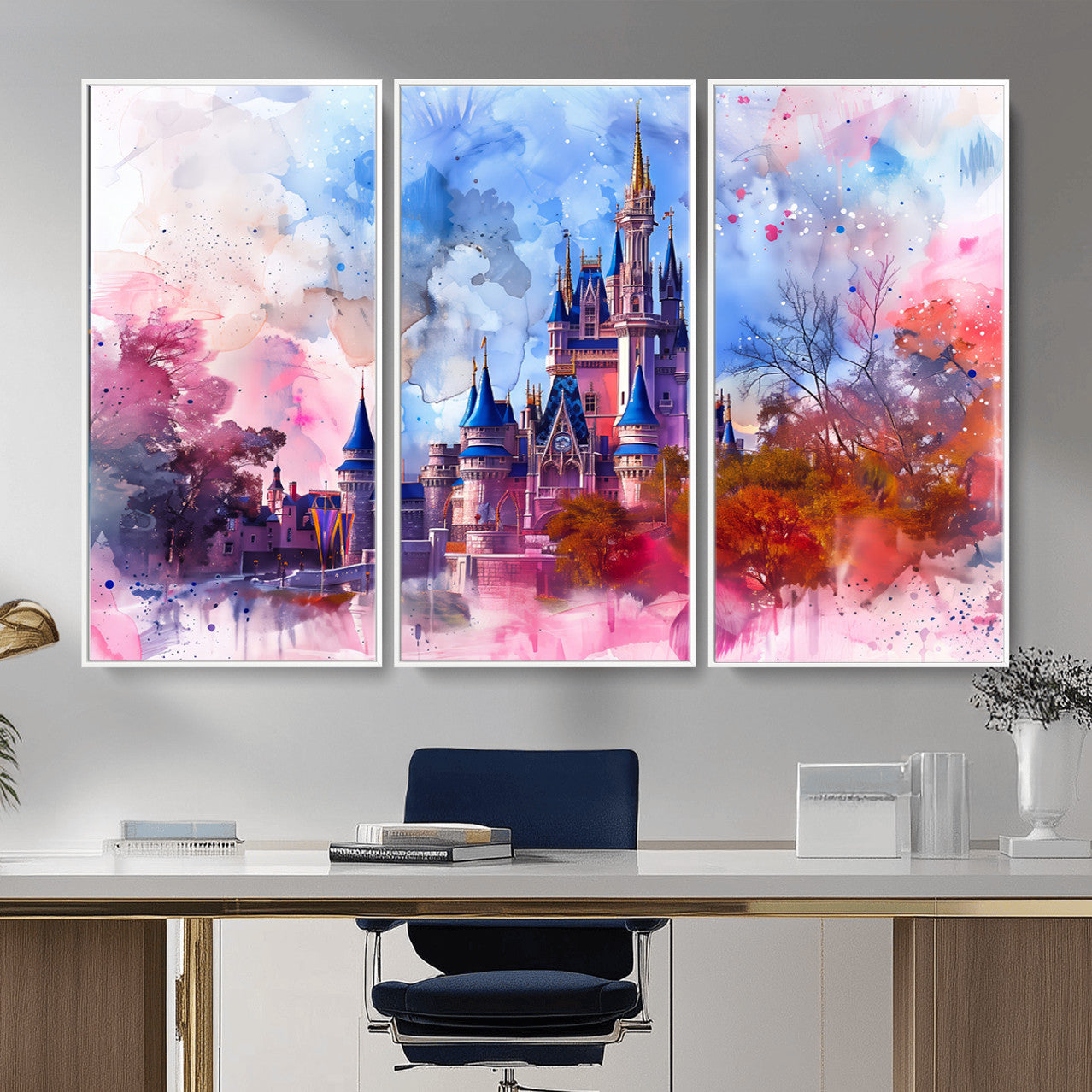 58662-MGV-CV-36X24 - Disney Wall Art: Dreamy Watercolor Cinderella Castle Canvas Print