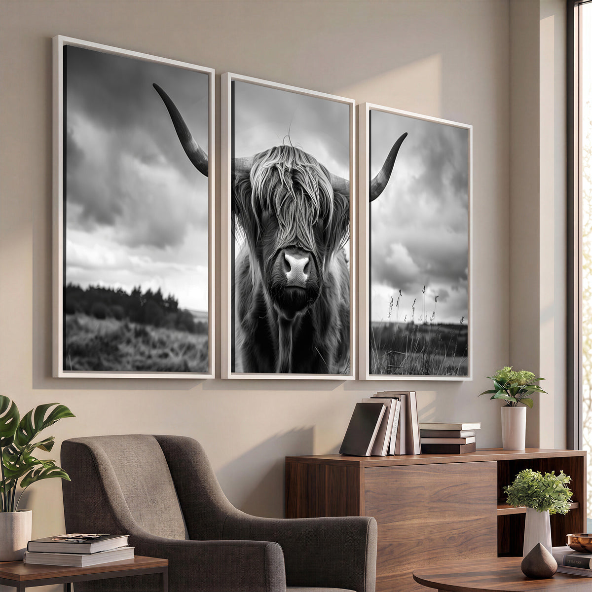 17924-_Poster-30x20 - Scottish Cow Wall Art Canvas Print, Longhorn Wall Art