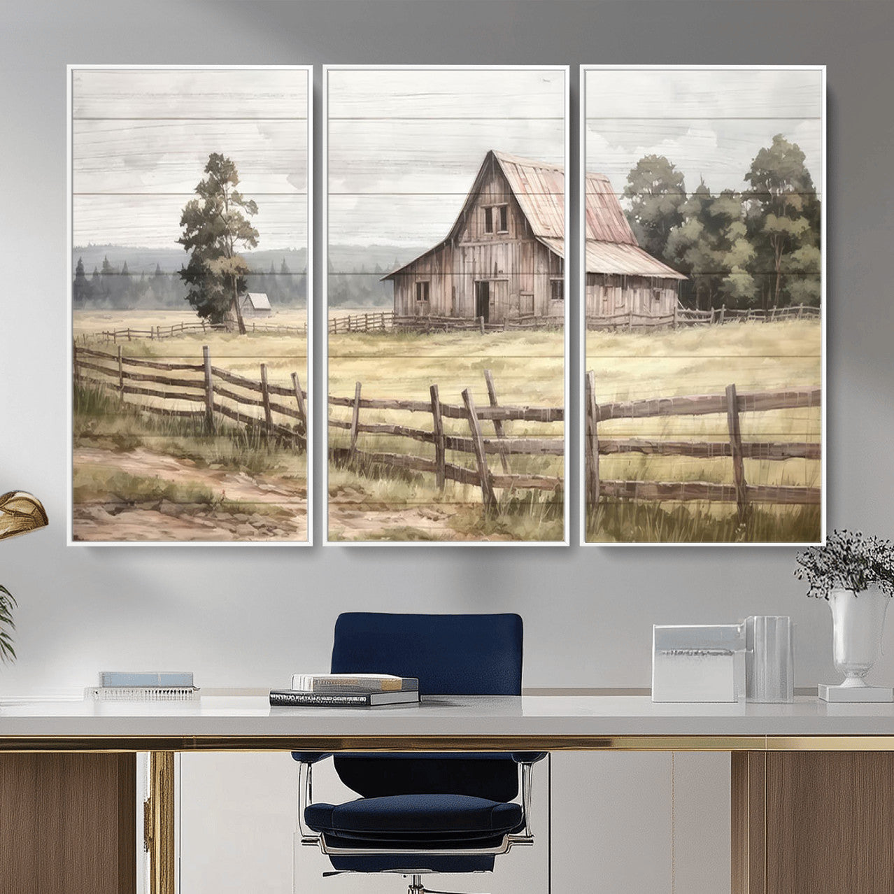 87489-MGV-CV-36X24 - Rustic Farmhouse Barn Wall Art | Framed Gallery Wrap Barn Giclee Canvas Print for Farmhouse Decor