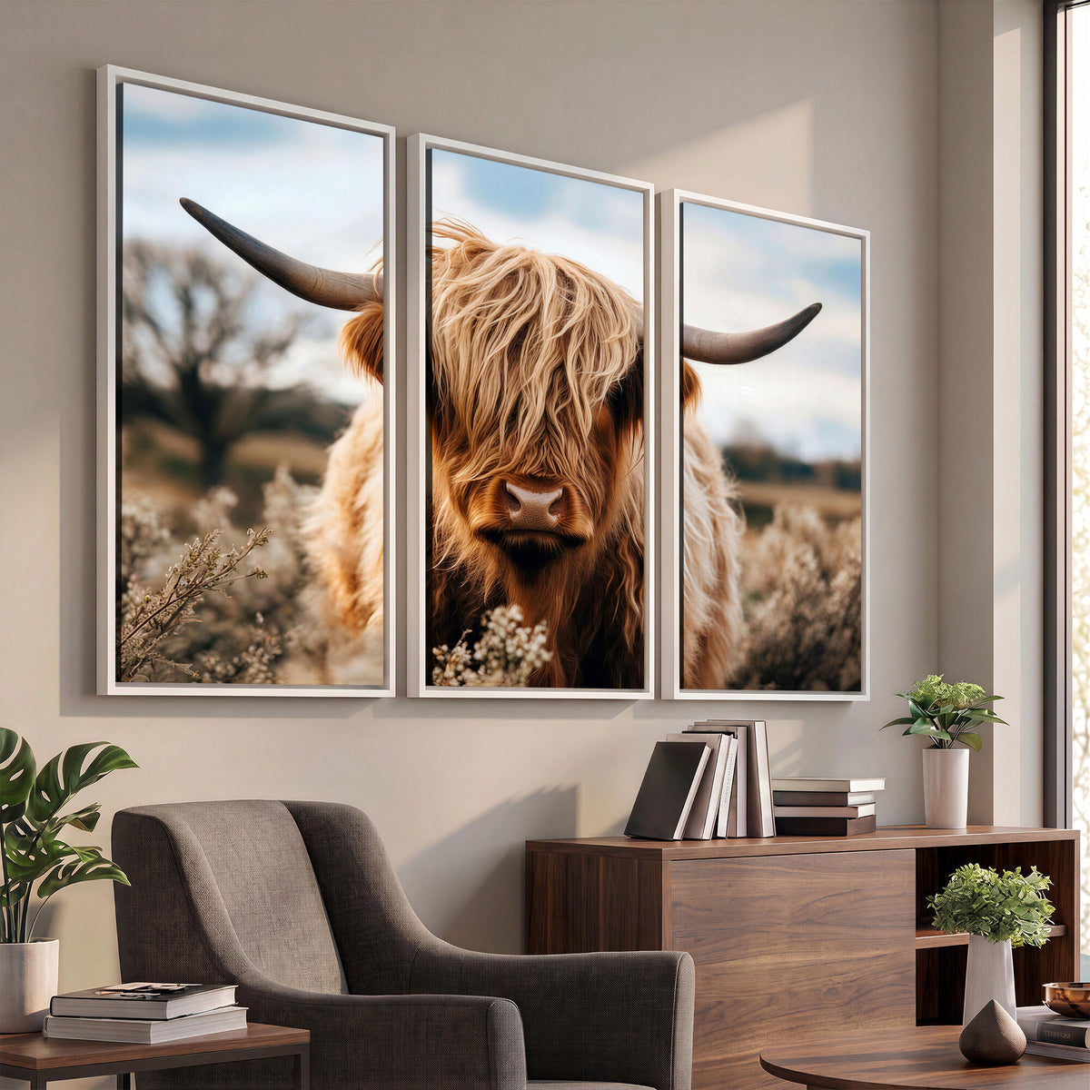 55903-_Poster-30x20 - Scottish Cow Longhorn Wall Art Canvas Print