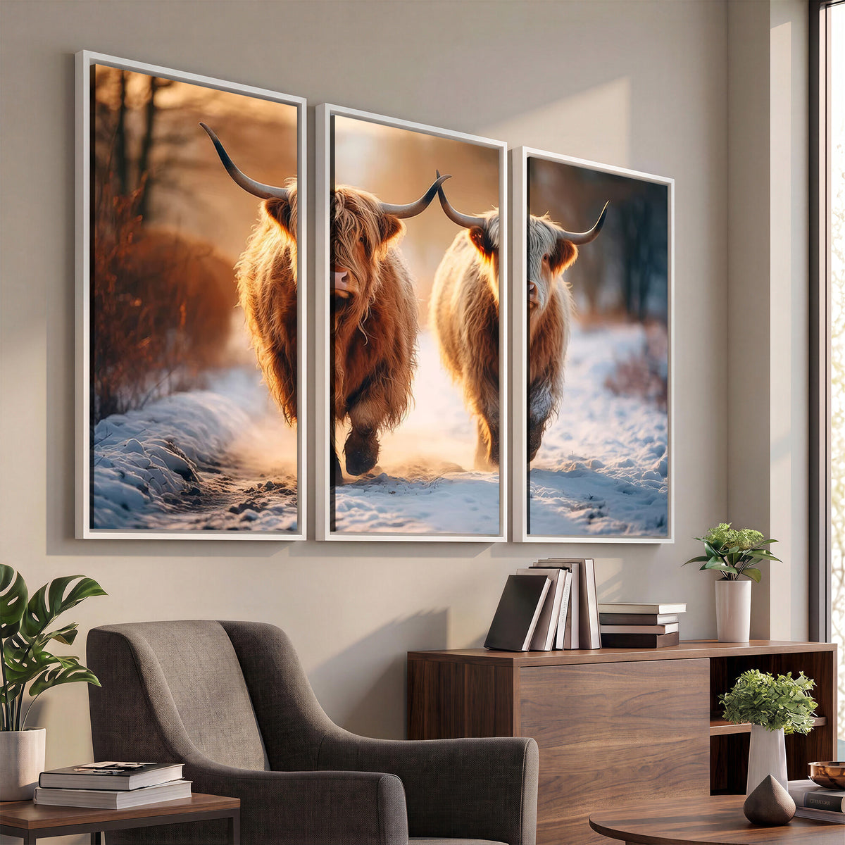 94810-_Poster-30x20 - Scottish Highland Cow Horn Farm Wall Art Canvas Print