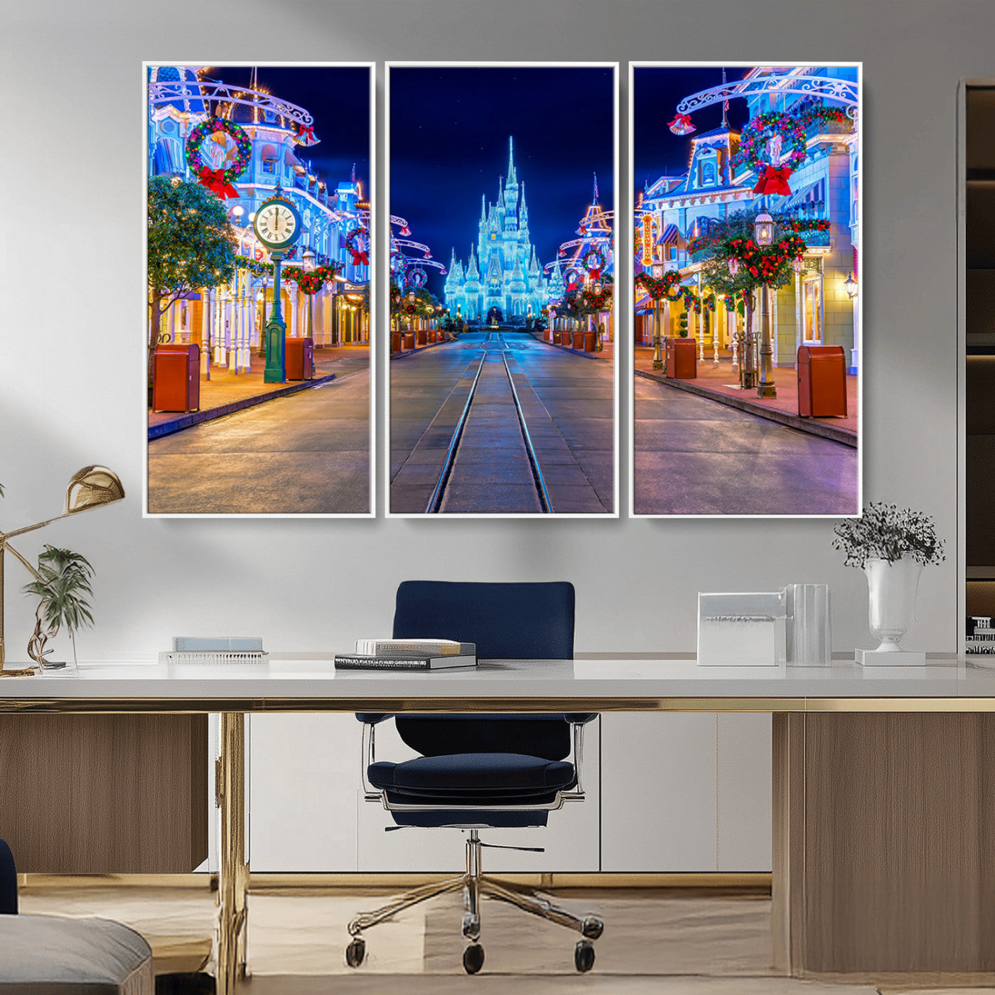 12470-MGV-CV-36X24-Disney Castle Wall Art – Large Magic Kingdom Canvas Artwork, Fairytale Design, Kids Room Christmas Decor for Home, Office