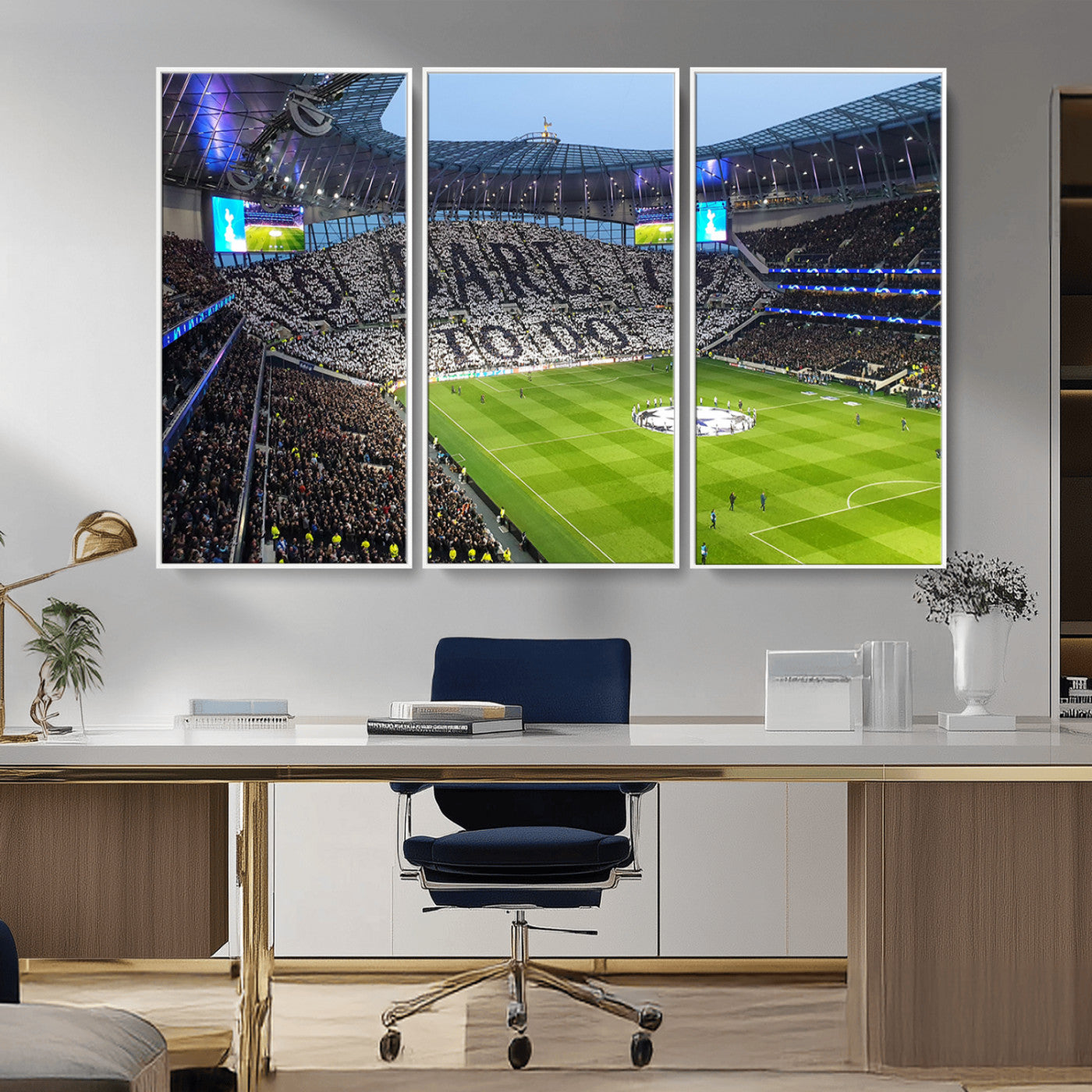 -Tottenham Hotspur Stadium Canvas Print, Match Day Triple Canvas Wall Art - Premier League Football