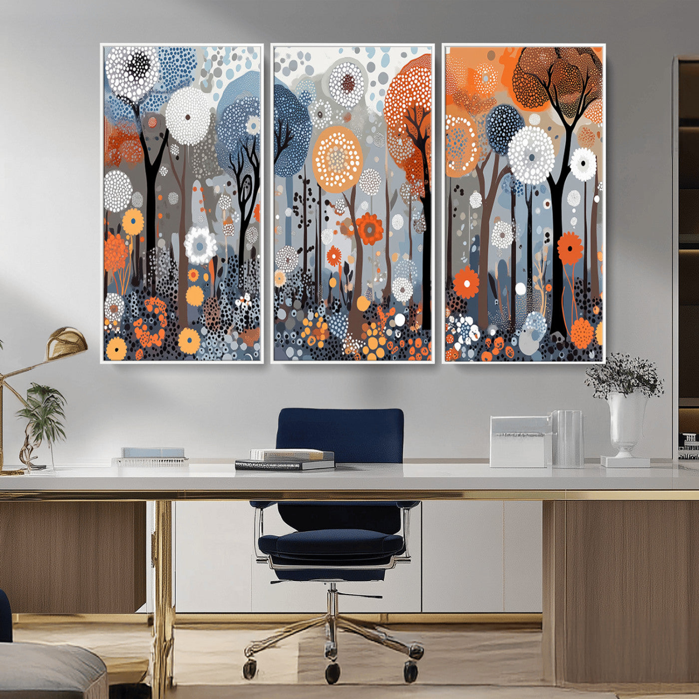 48857-MGV-CV-36X24-Abstract Winter Landscape Canvas Wall Art Print - Large Colorful Nature Wall Decor