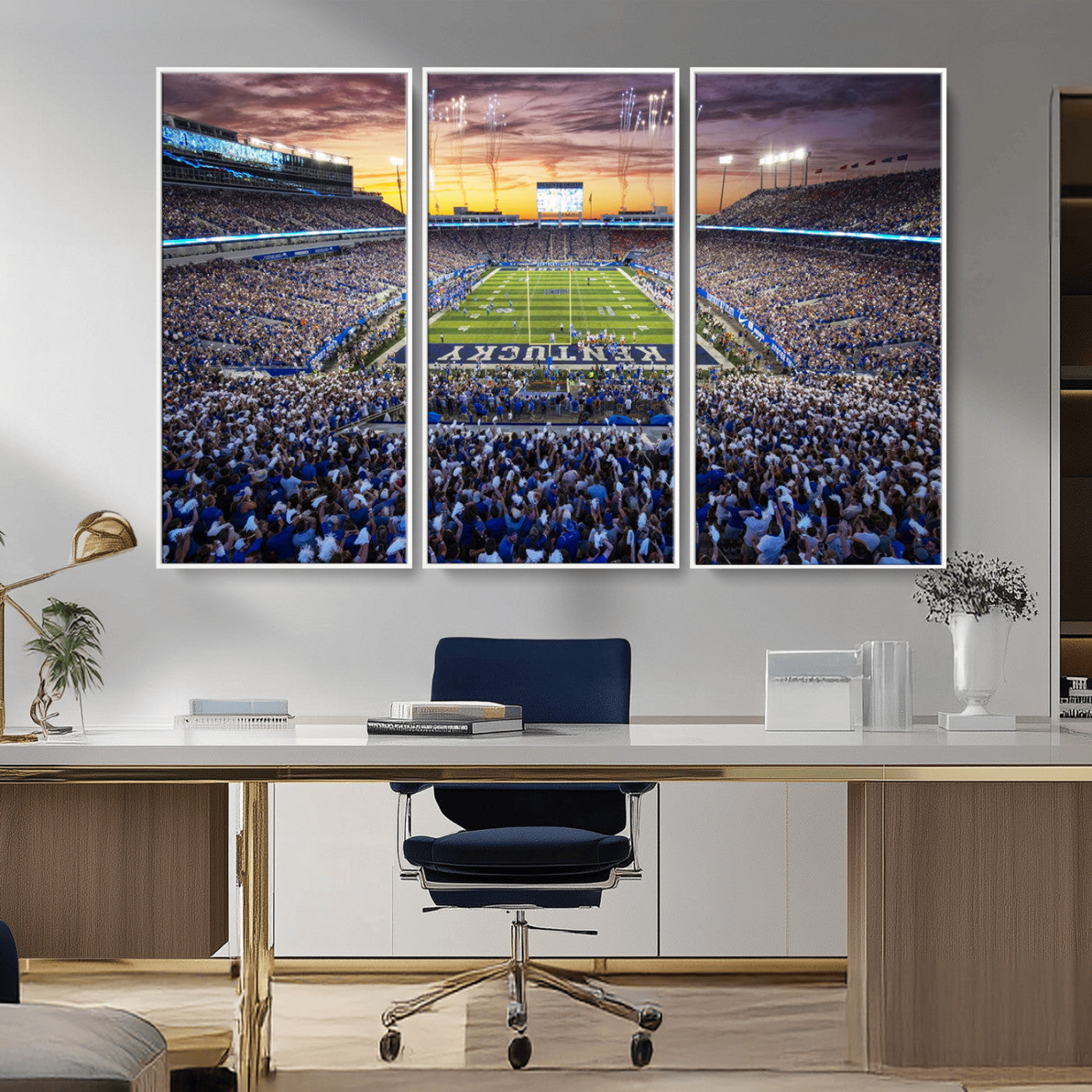 78524-MGV-FC-48X32-3P_White-Kroger Field Wall Art Print - Kentucky Stadium Wall Art Print - Sunset Football Stadium Wall Decor -