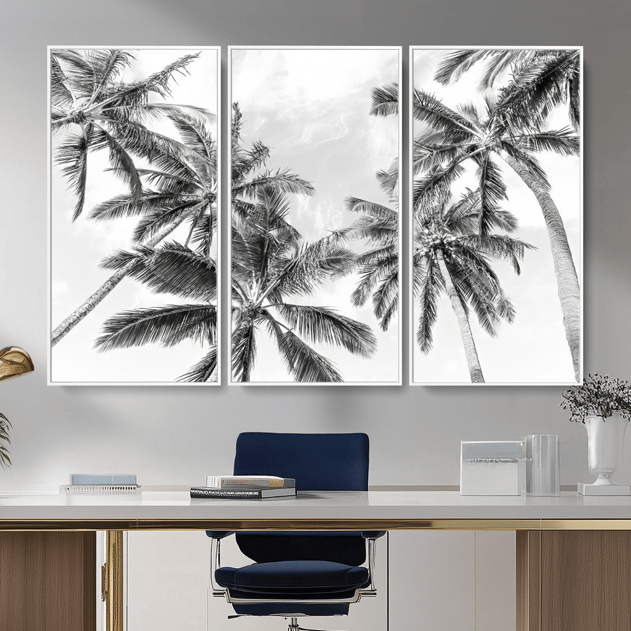 62113786-MGV-CV-36X24 - Palm Trees Wall Art – Tropical Breeze Canvas Print, Vacation Island Silhouette, Coastal Calm and Summer Paradise for Living Room or Beach House Decor