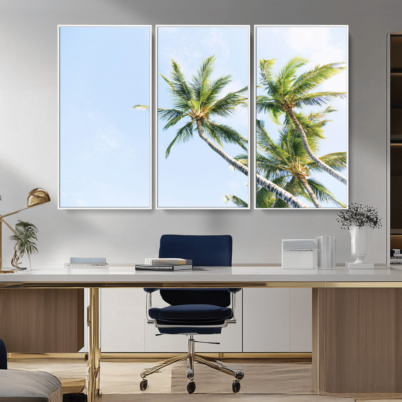 -Palm Trees Wall Art Canvas Print – Framed Tropical Coastal Nature Scene Artwork for Home Office